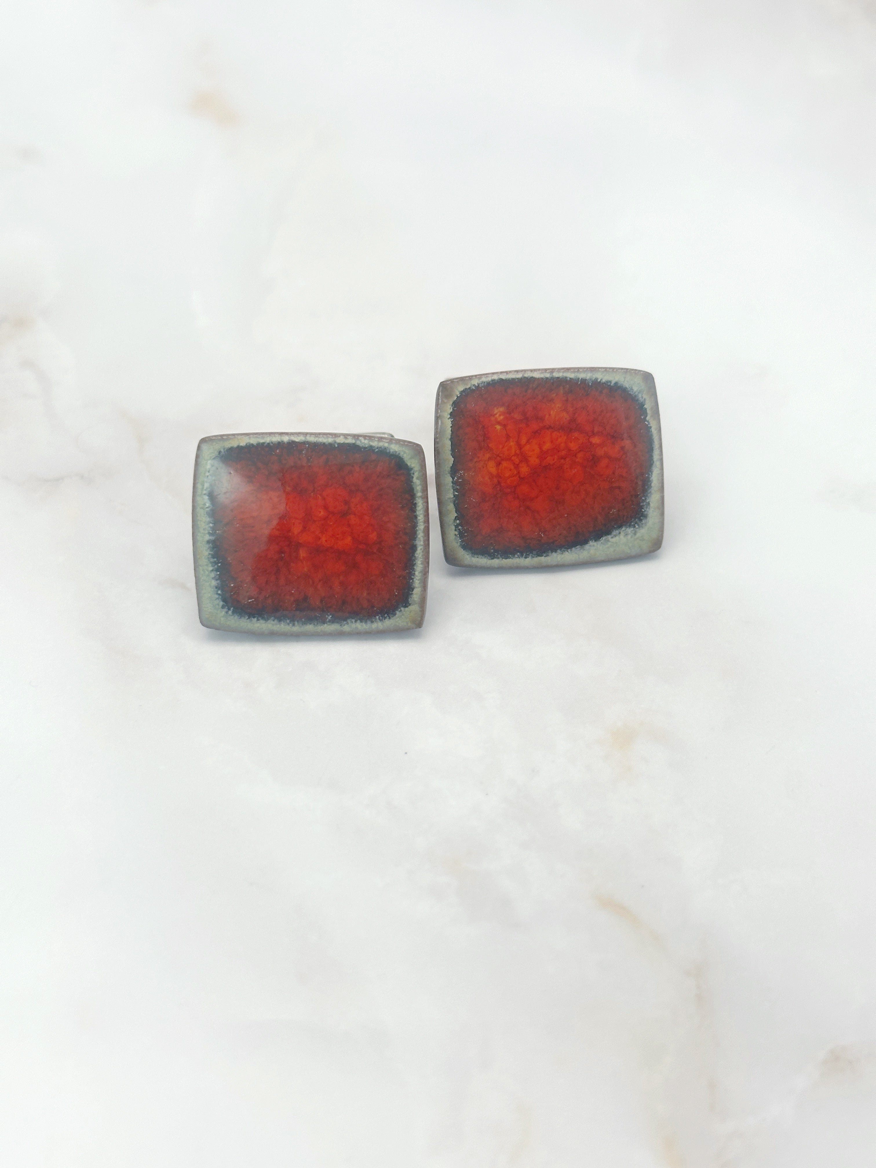 Ausgefallene Vintage Keramik-Manschettenknöpfe signiert Brønsted Denmark