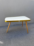 Mid-Century Hocker mit schwarz-weißer Resopalplatte