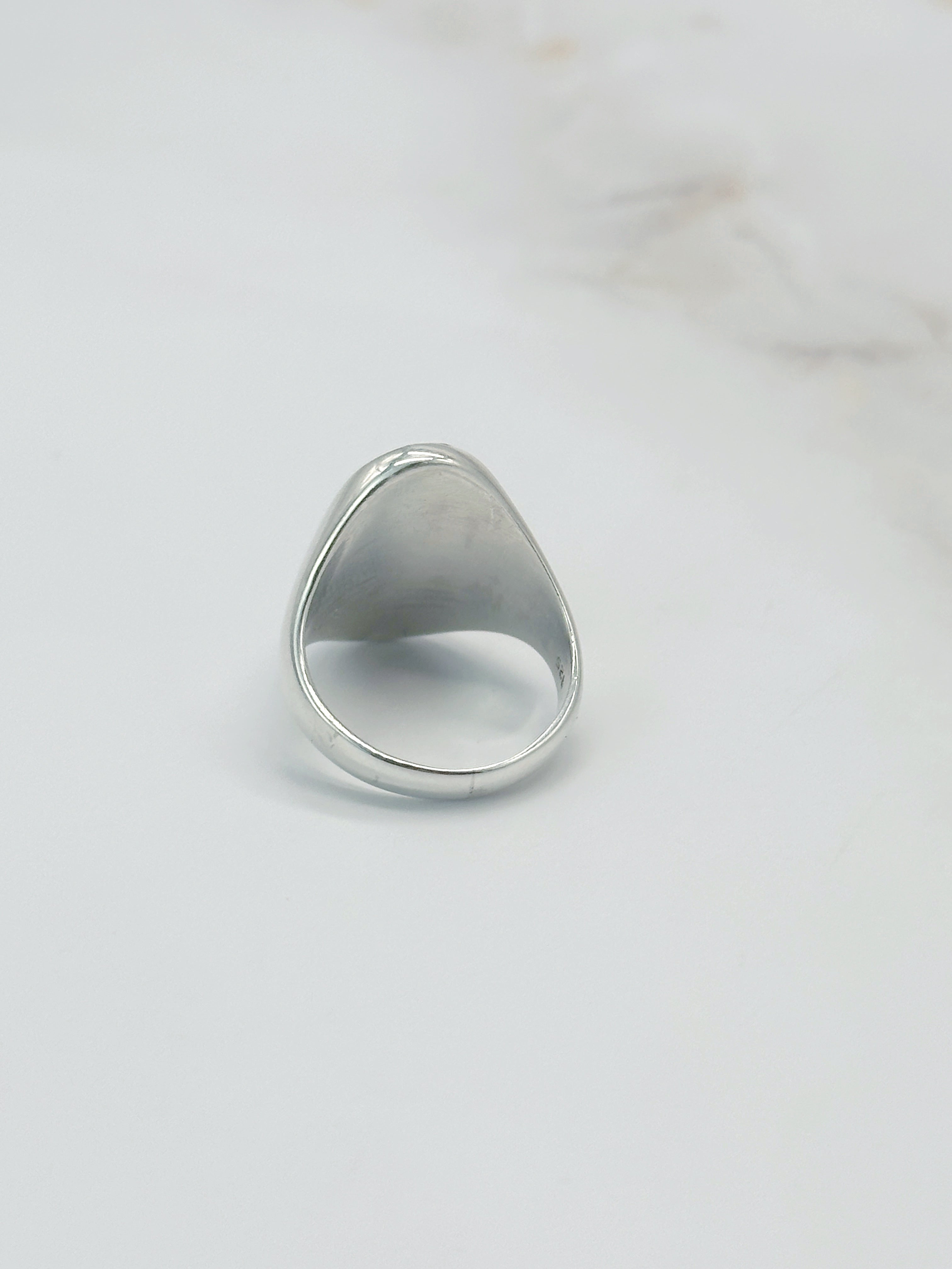 Dänischer Vintage Silber-Bandring mit ovalem Türkis