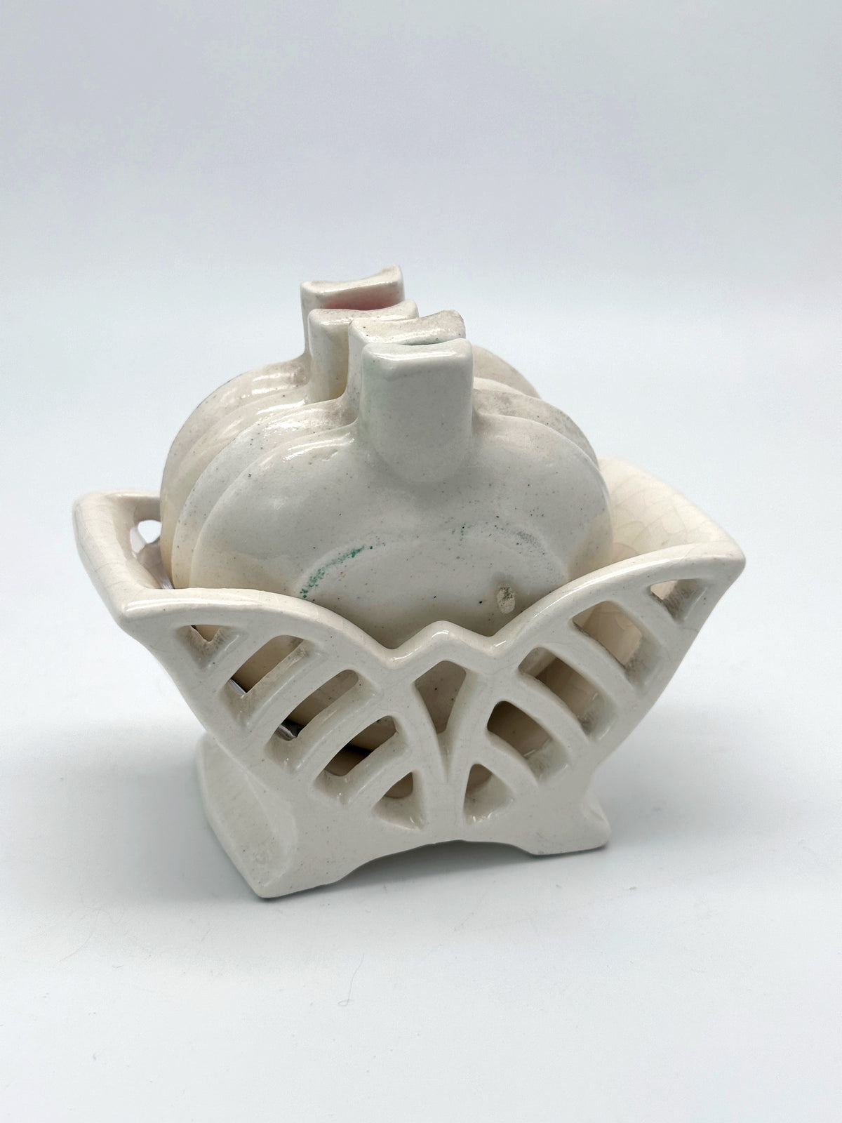 Vintage Aschenbecher-Set aus Keramik in Blattform