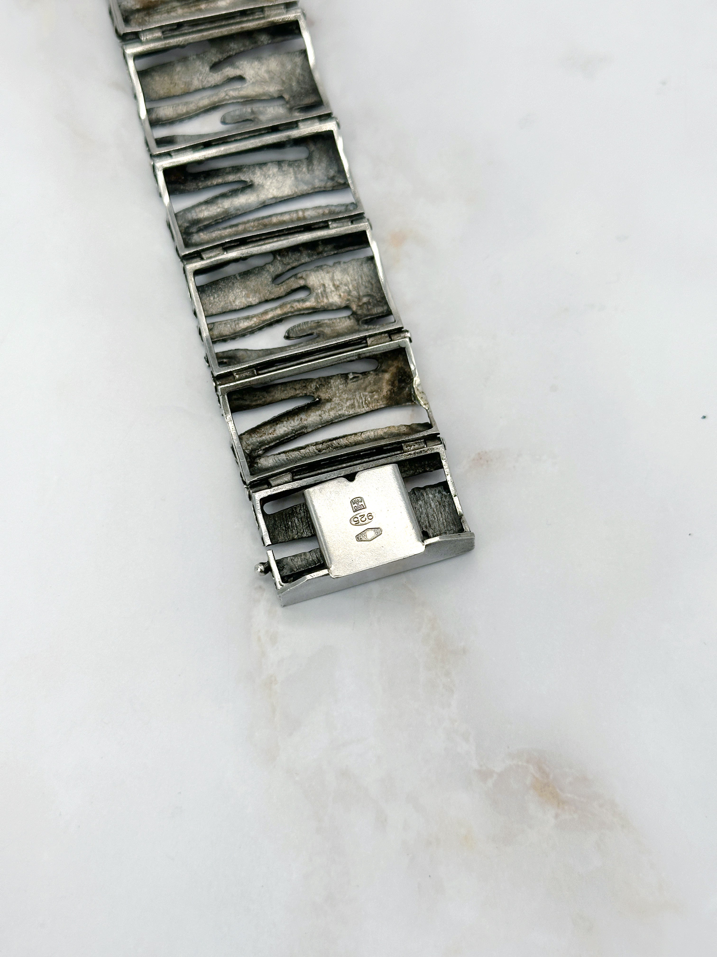 Vintage Armband von UnoAErre in 925 Silber mit blauem Emaille