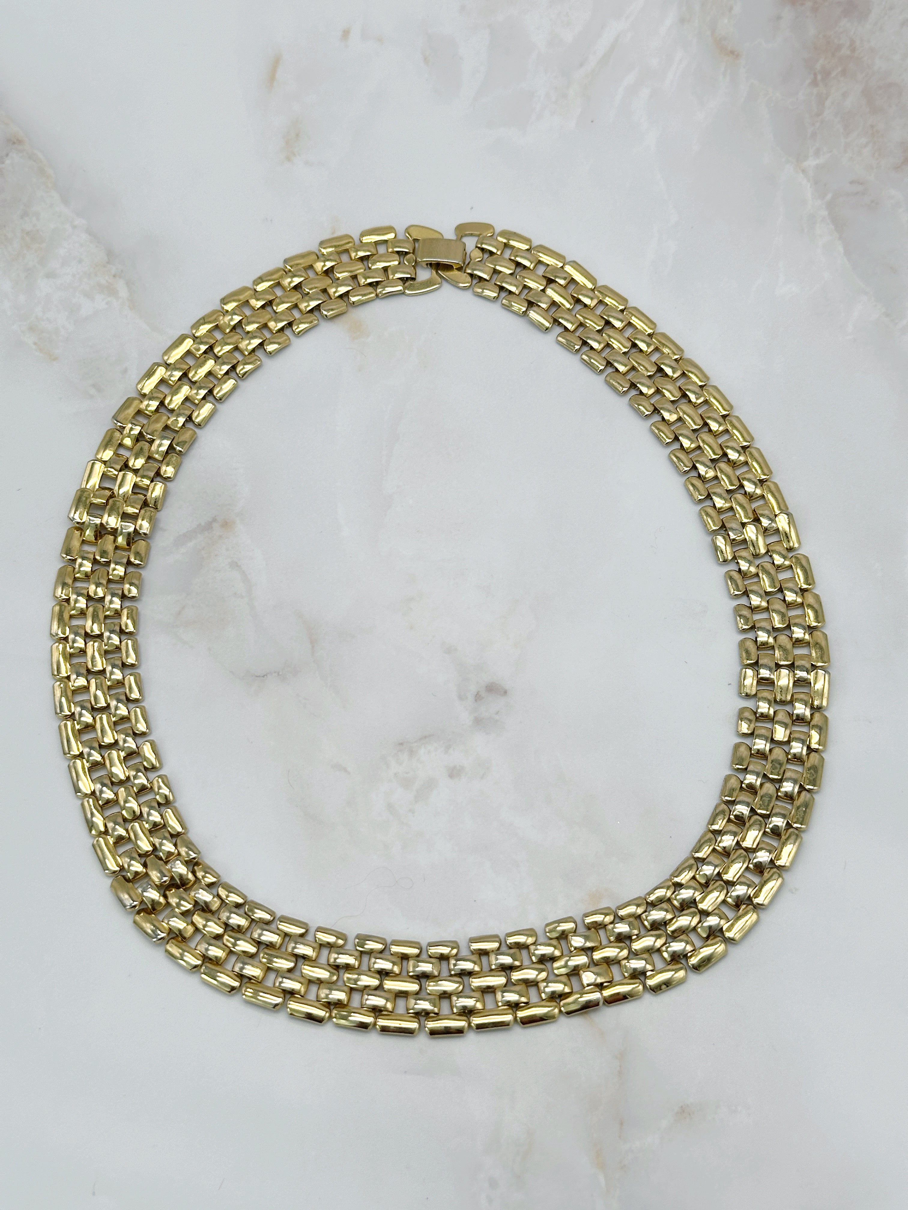 Breite Vintage Halskette mit feiner Gliederstruktur