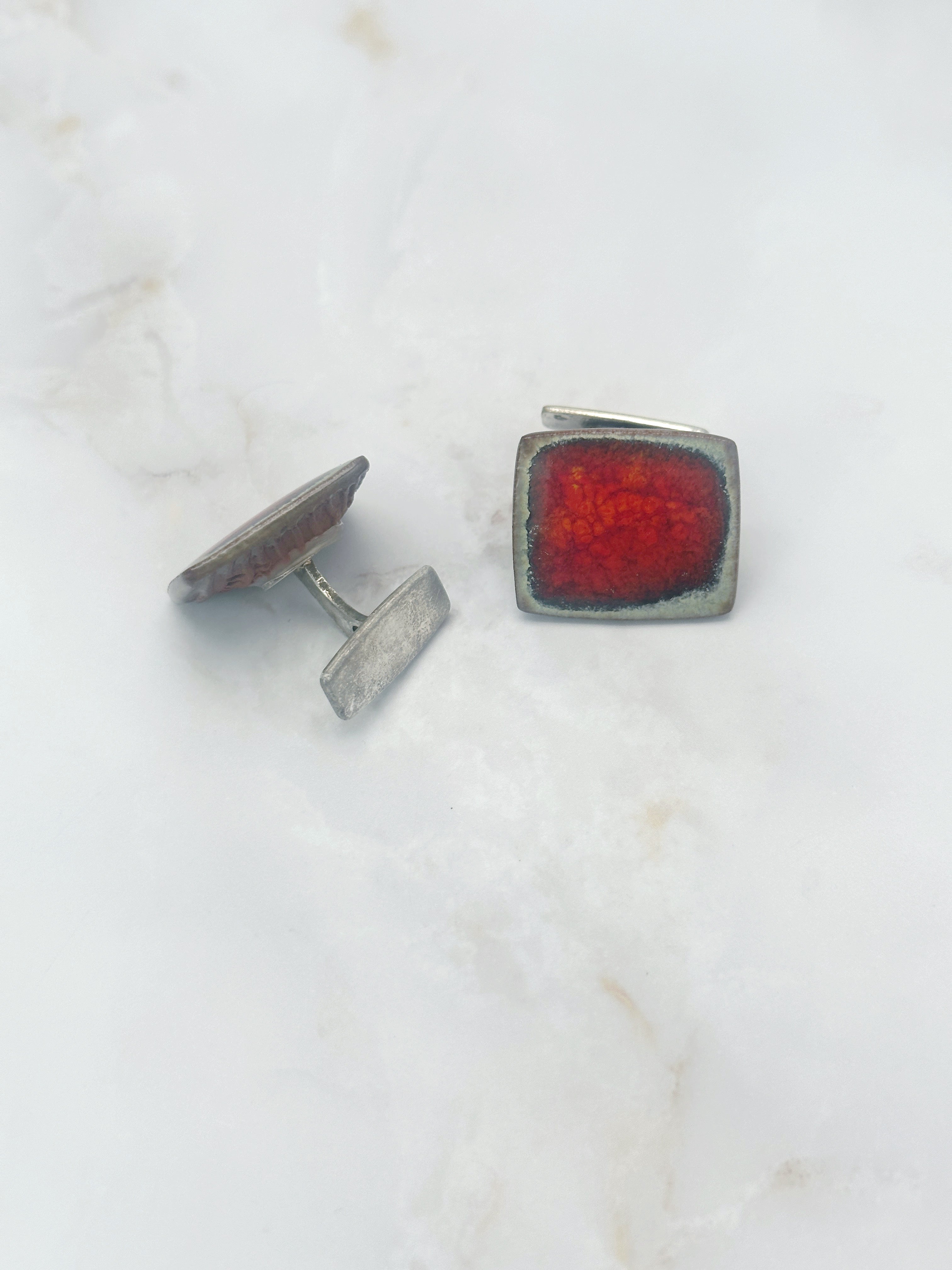 Ausgefallene Vintage Keramik-Manschettenknöpfe signiert Brønsted Denmark