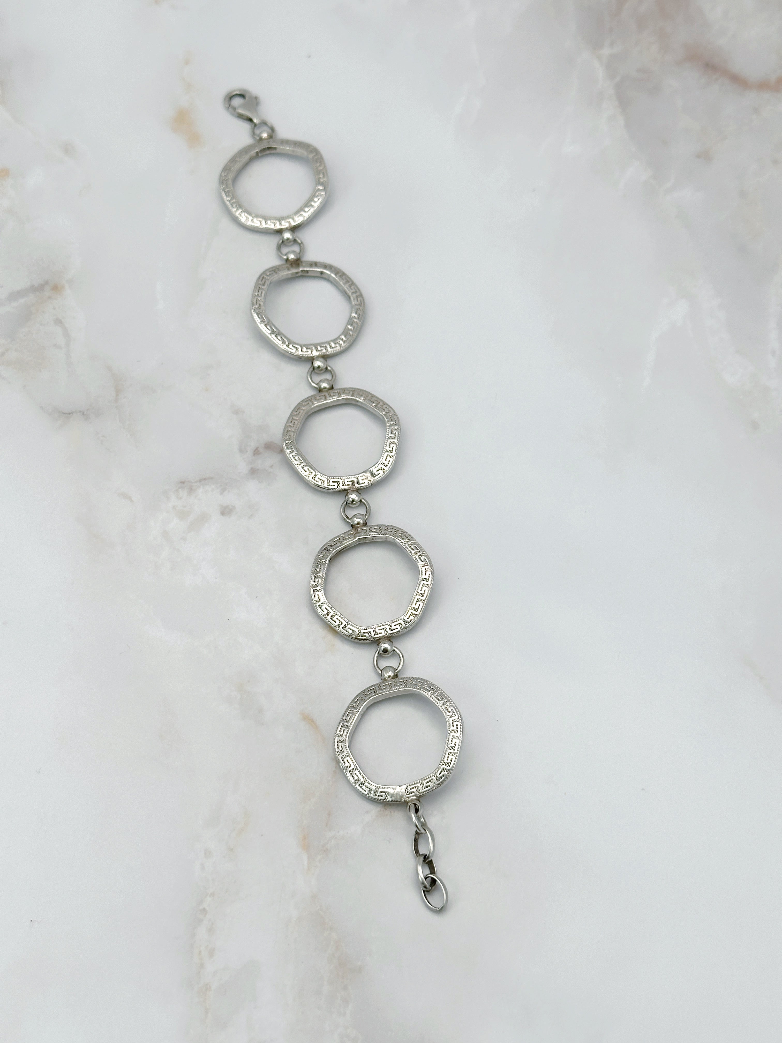 Unusual vintage link bracelet in silver