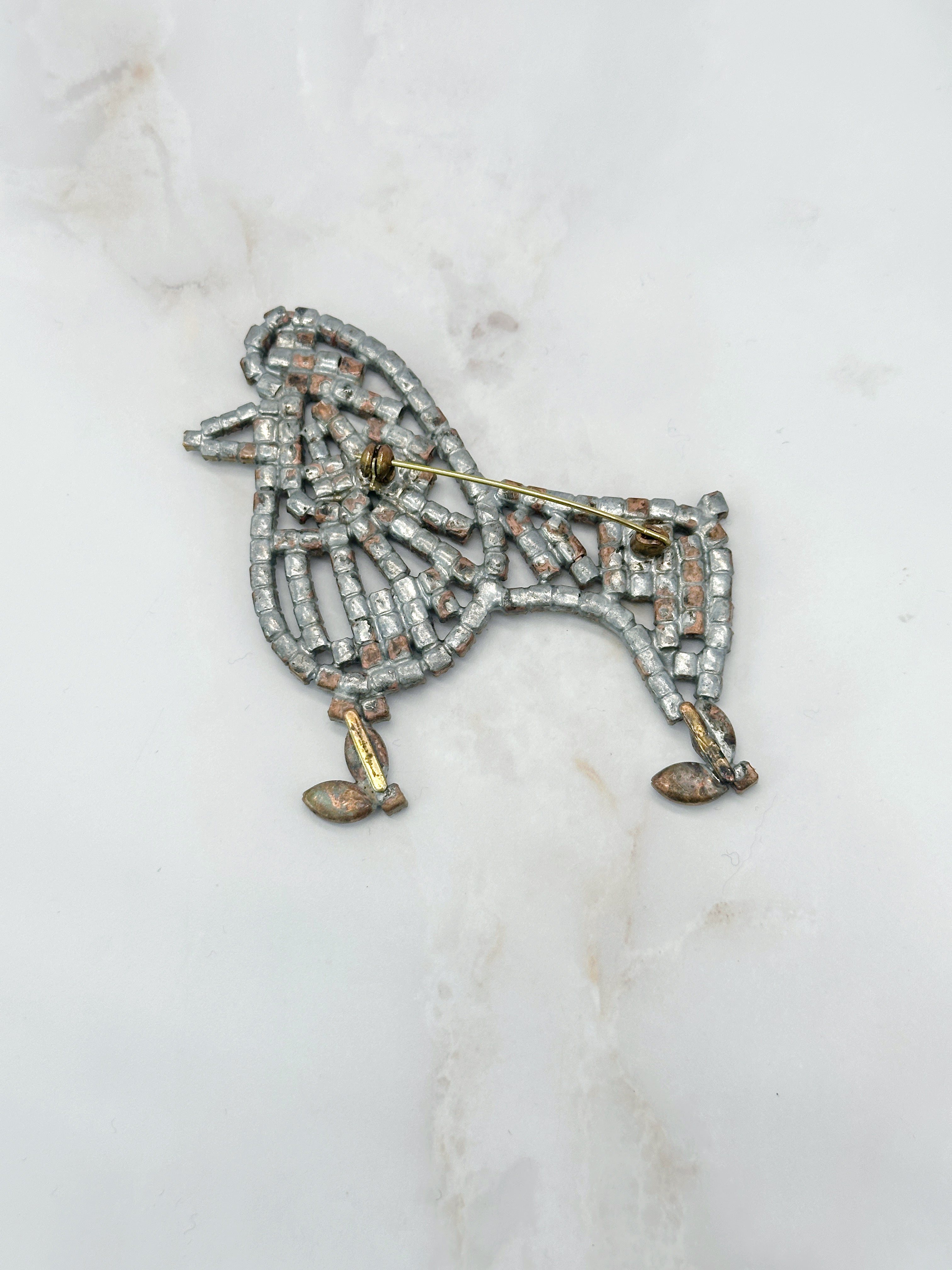 Funkelnde Gablonzer Pudel Brosche Kristall