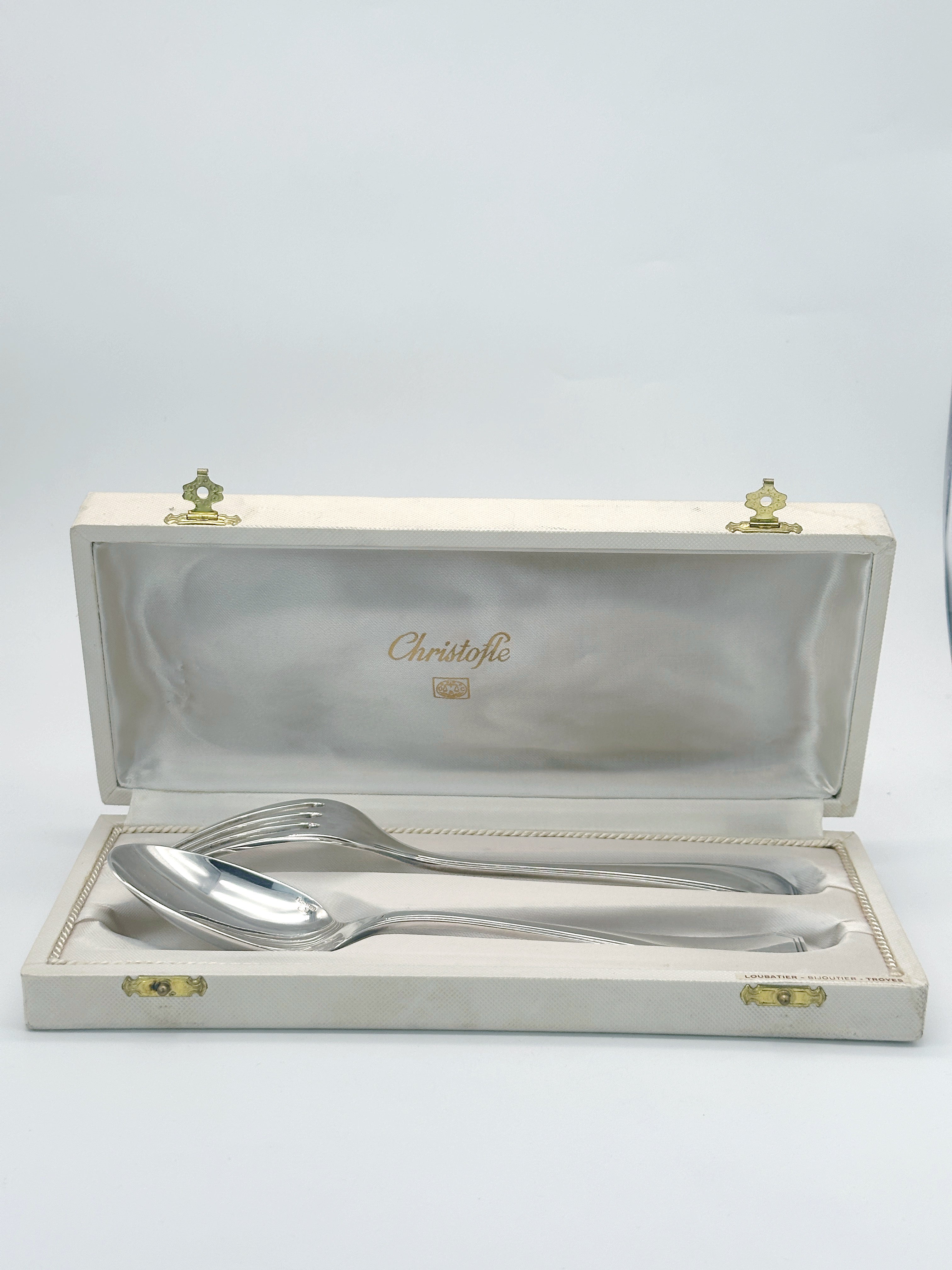 Vintage Taufbesteck von Christofle Paris in originaler Schatulle