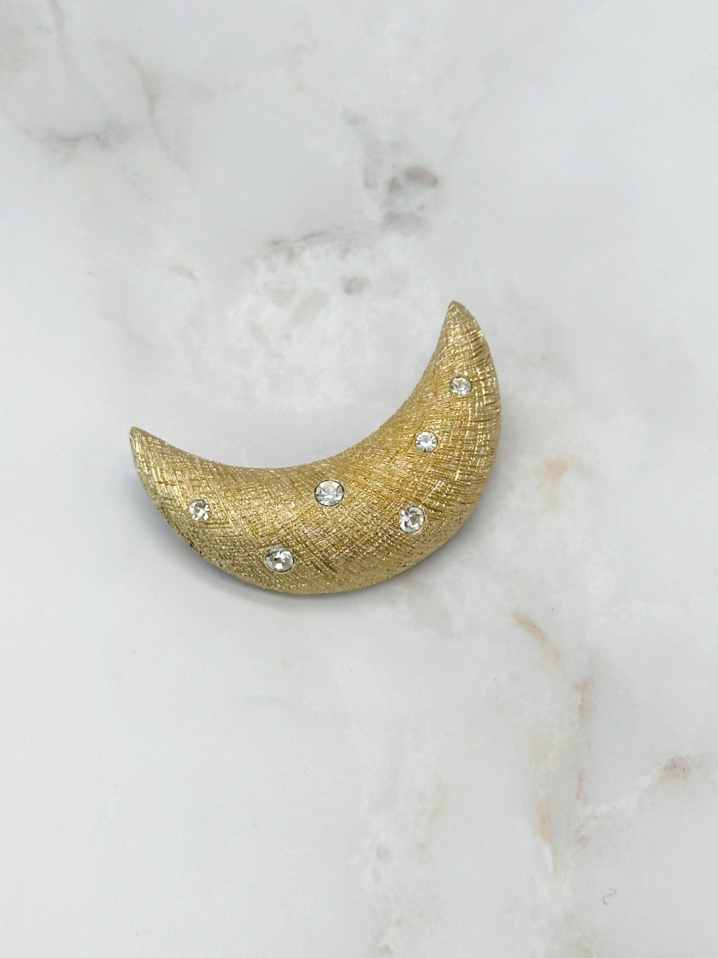 Signierte Christian Dior Brosche "Mond" mit Swarovski Kristallen