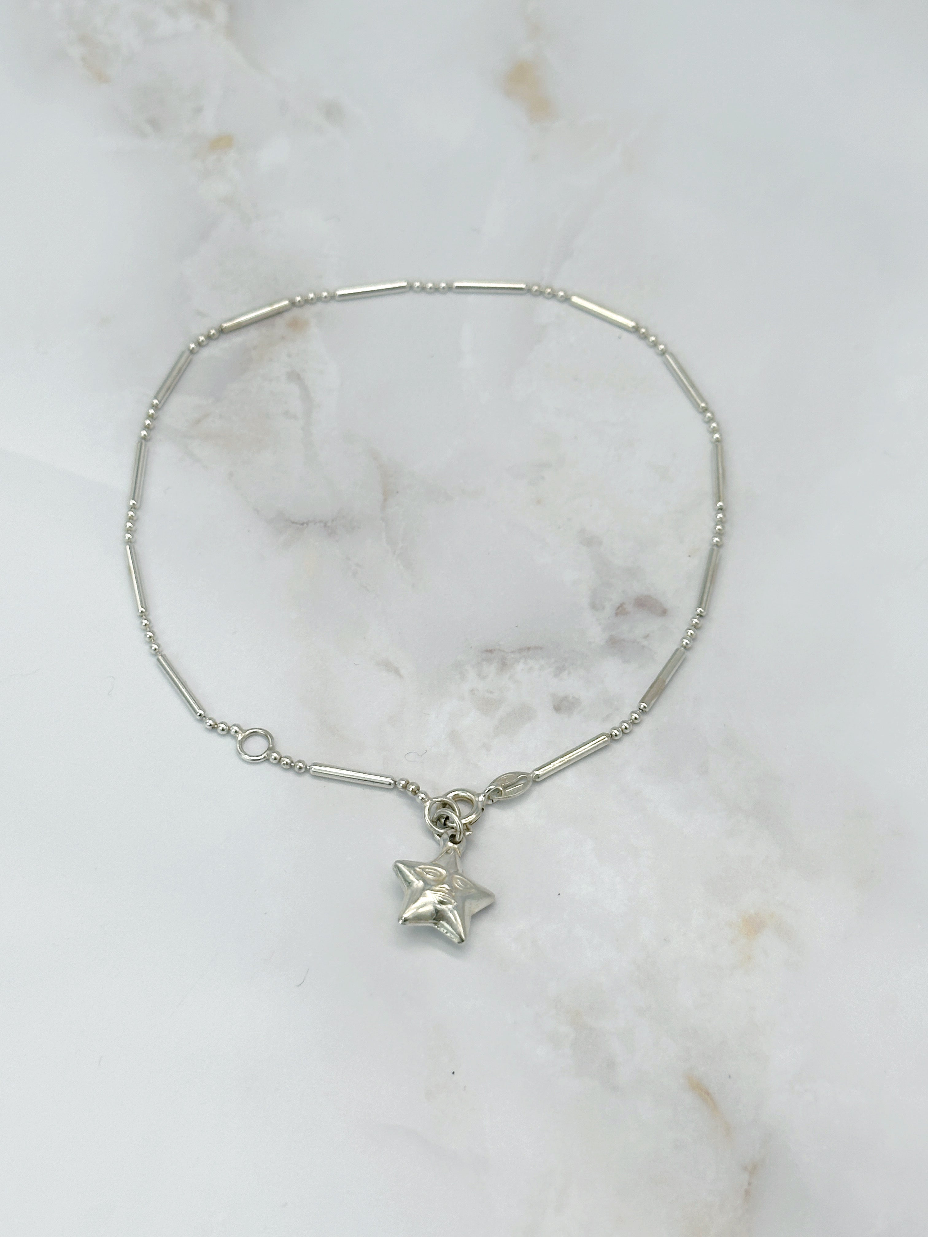 Feines Silber Fußkettchen mit Sternanhänger