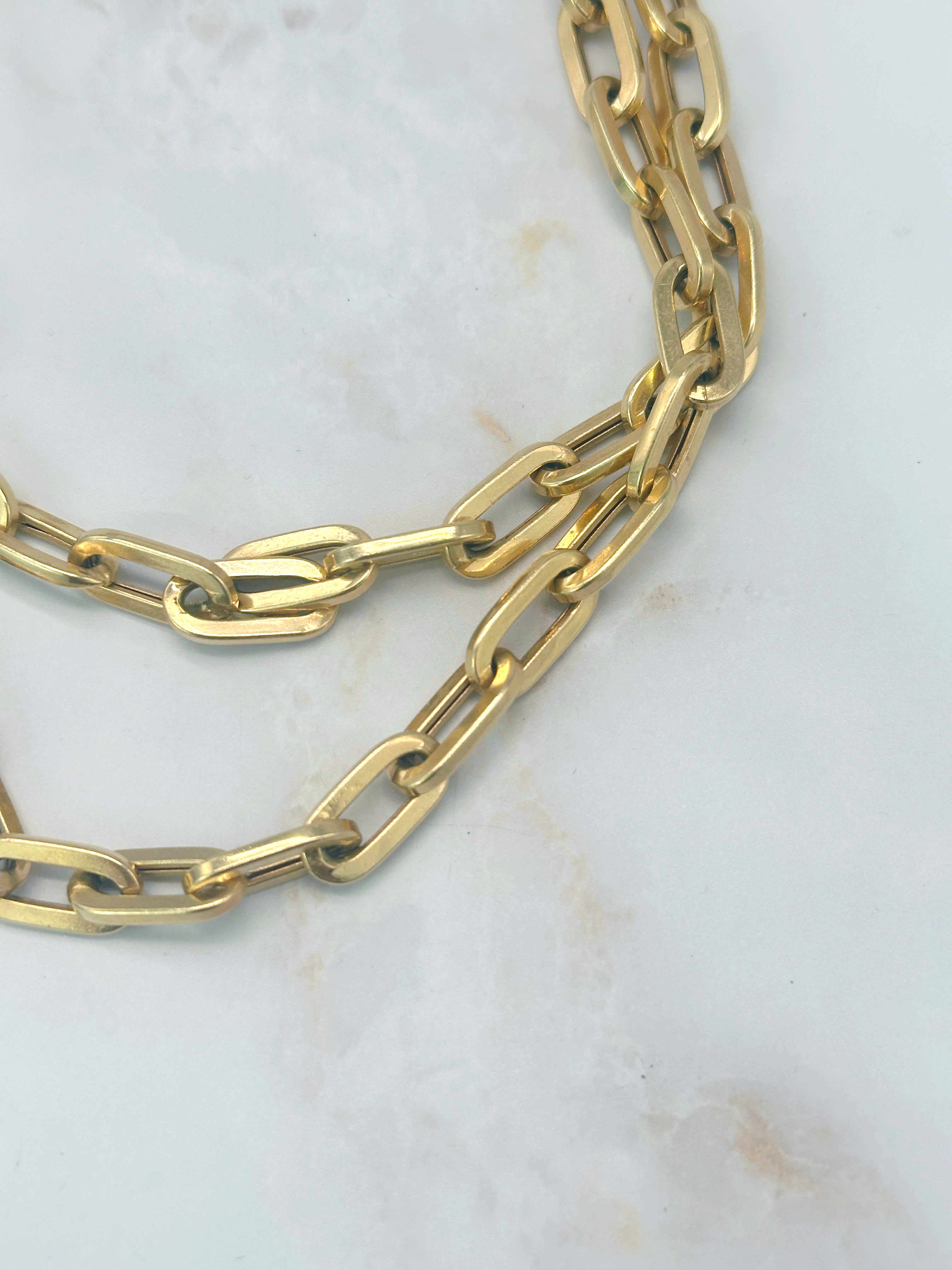 Lange vergoldete Vintage-Halskette mit eckigen Gliedern
