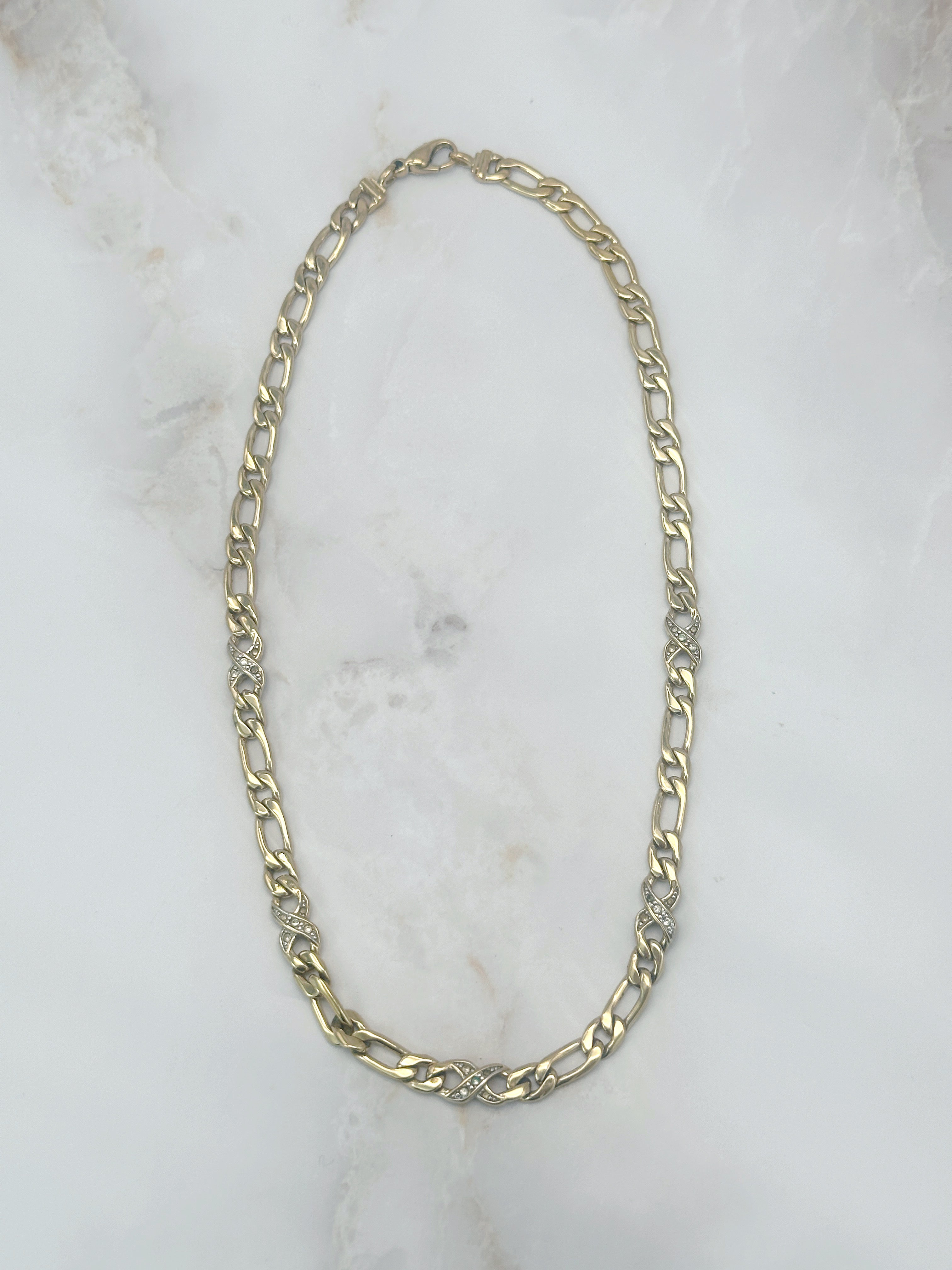 Vergoldete Vintage Pierre Lang Panzerkette mit Strass