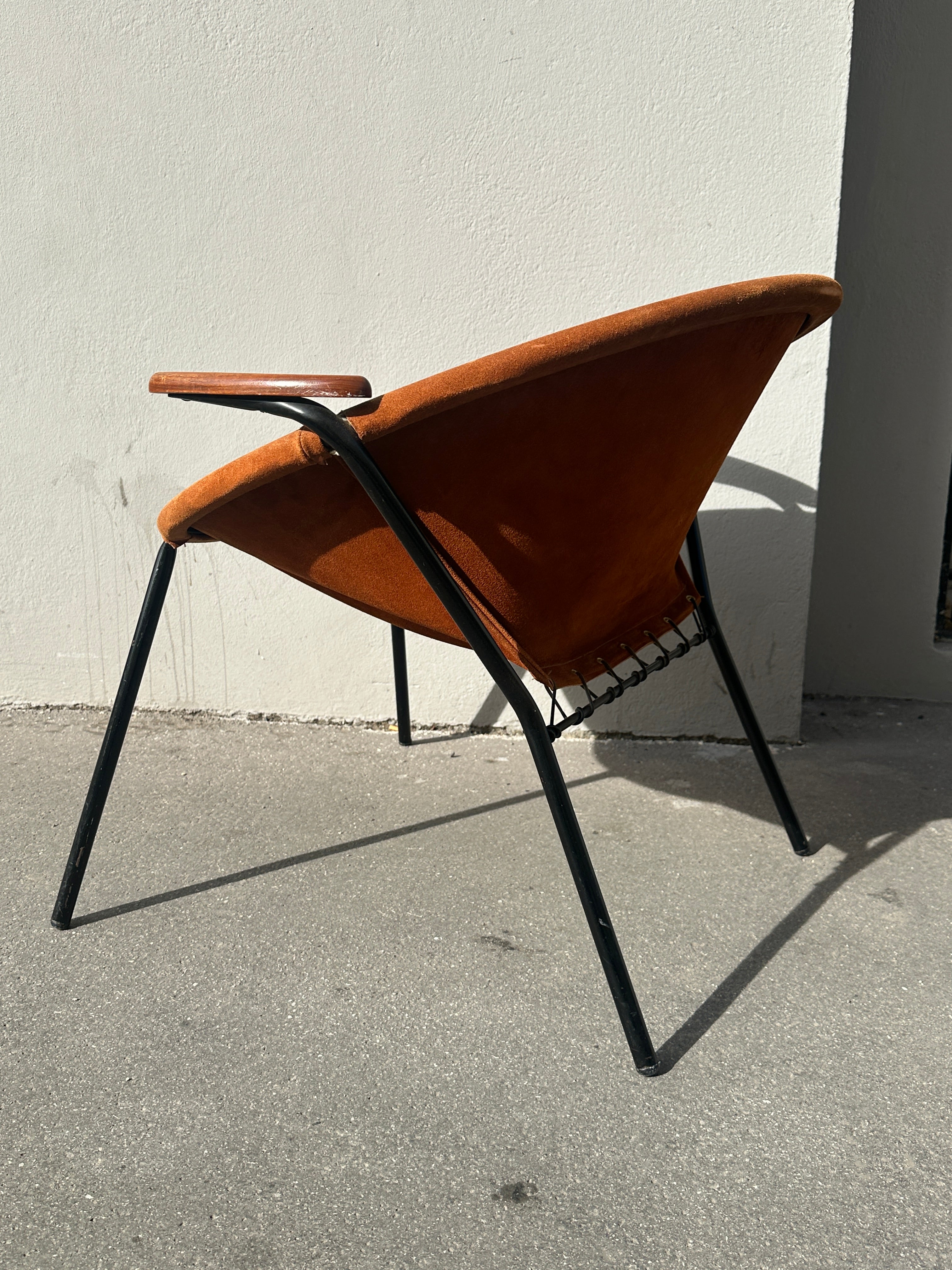 Designklassiker: "Balloon" Loungesessel von Hans Olsen, Teak & Wildleder