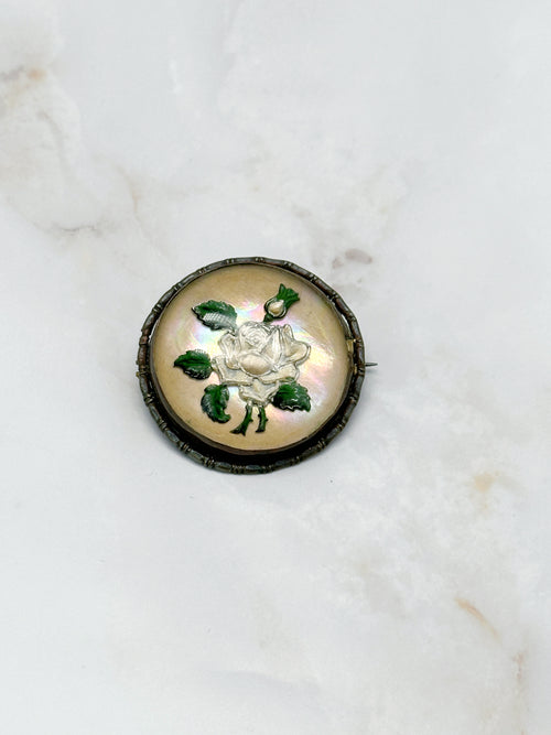 Antique brooch with rose motif