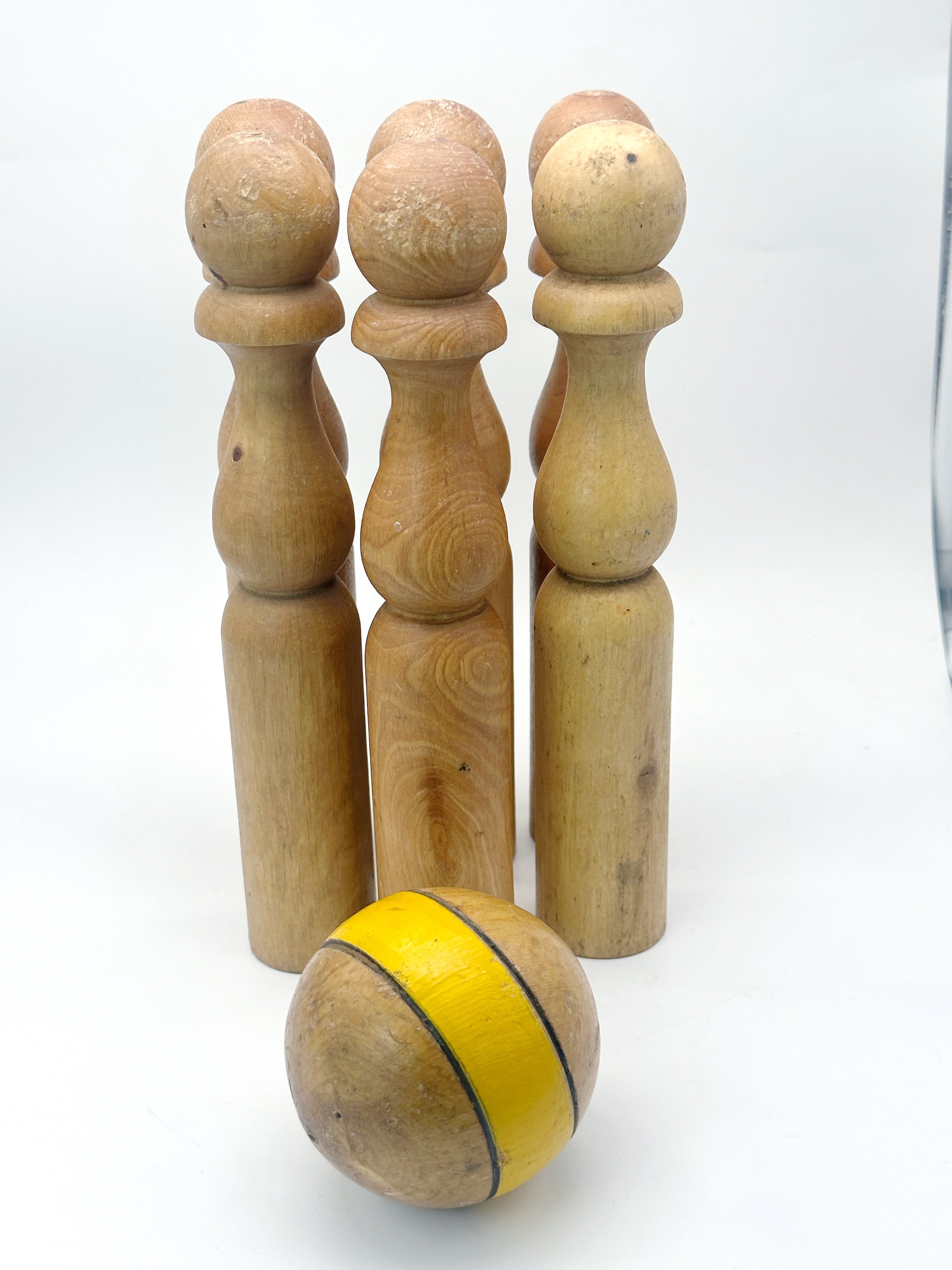Vintage Kegelset aus Holz um 1940 aus Frankreich