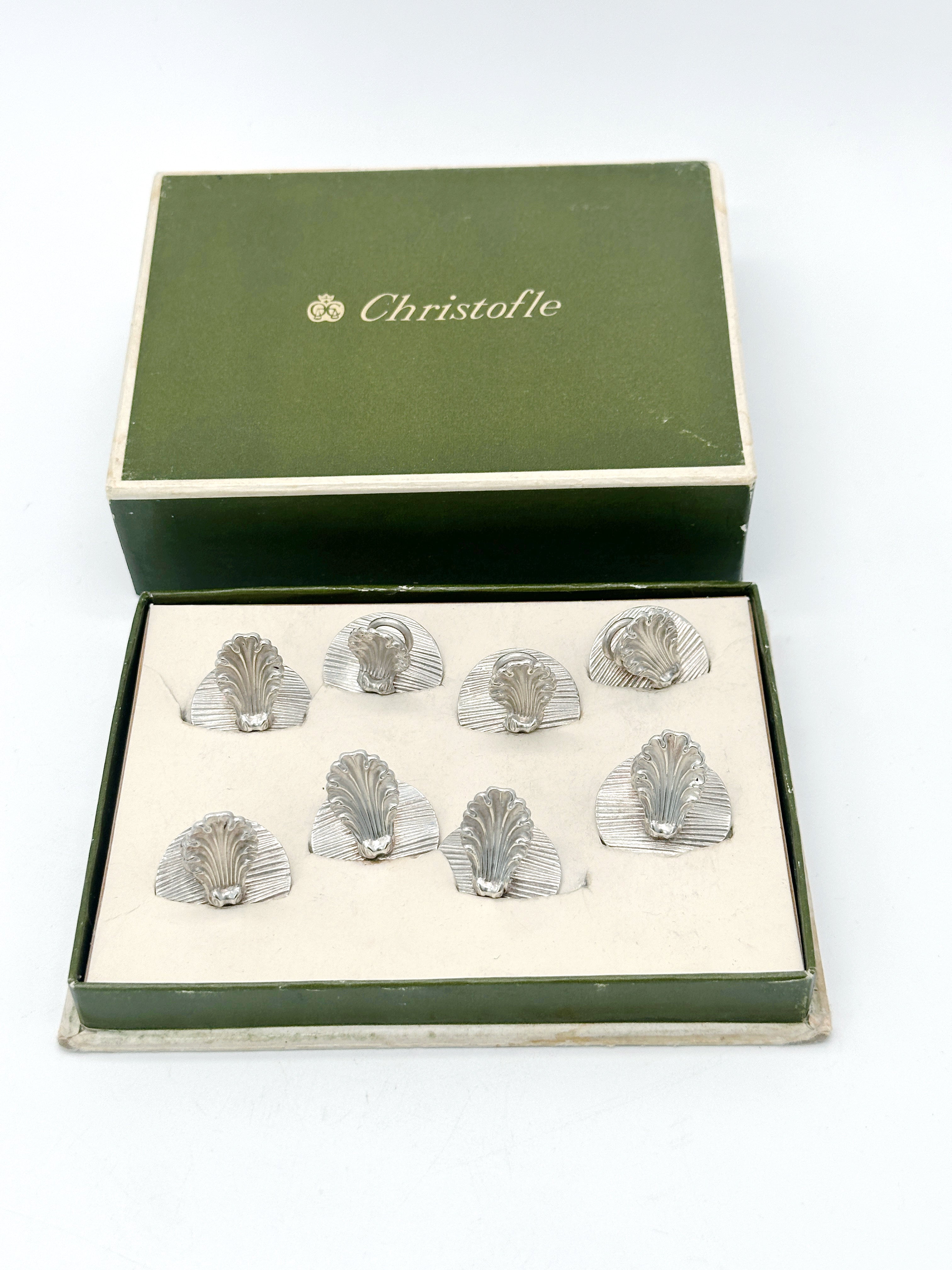 Versilberte Tischkartenhalter in Muschelform von Christofle Paris