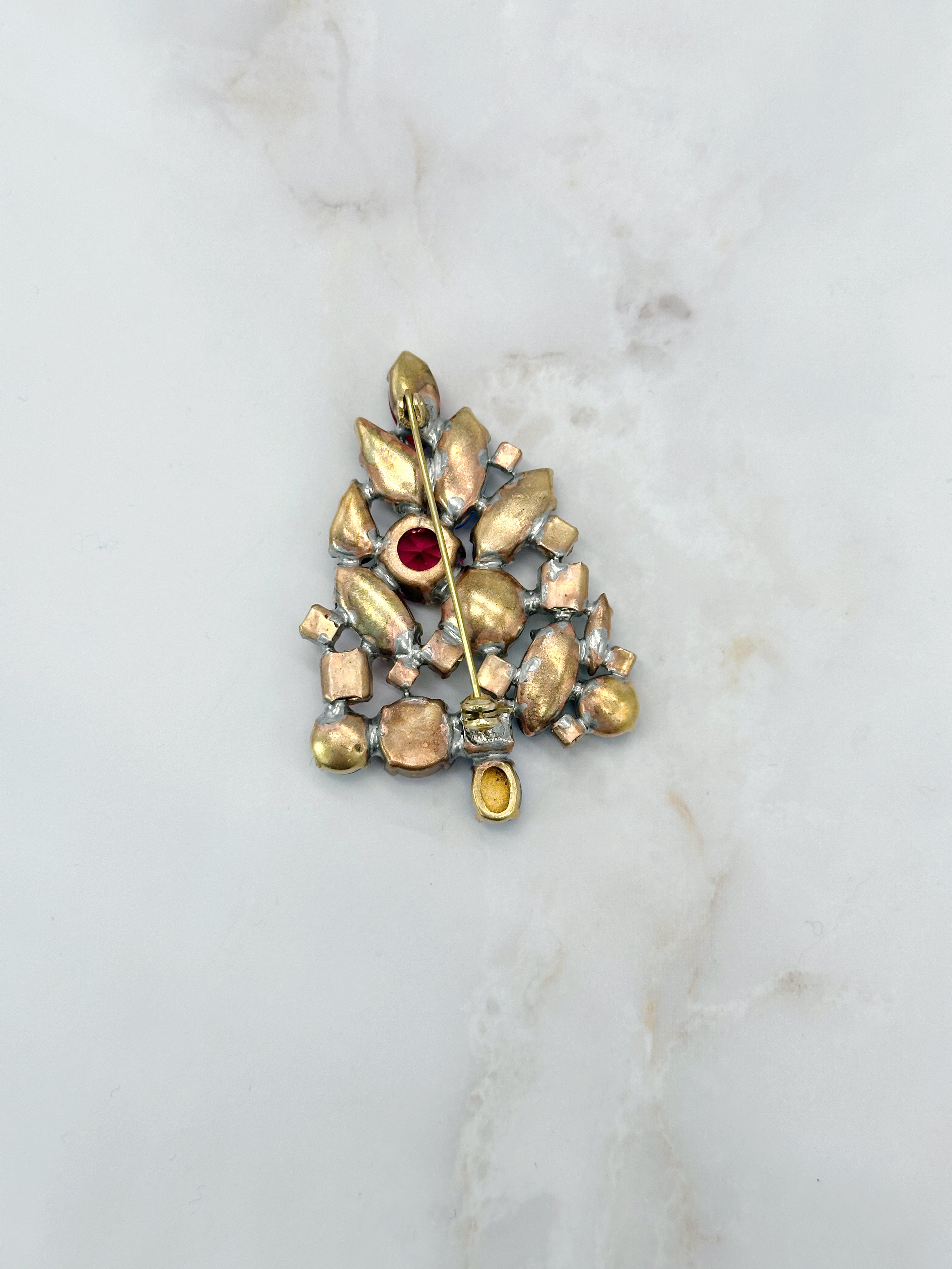 Funkelnde Gablonzer Brosche Christbaum