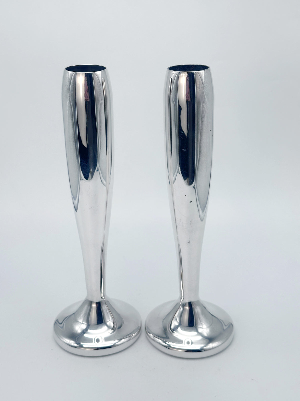 Versilbertes Vasen-Set aus Holland um 1980 – auch als Kerzenhalter verwendbar