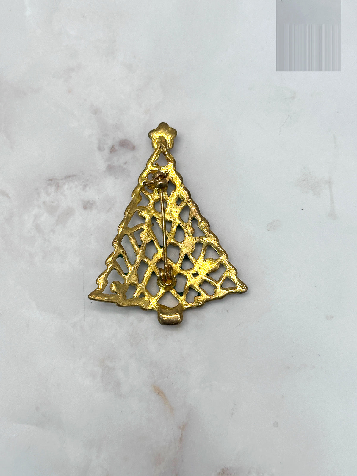 Vergoldete Christbaumbrosche mit Emaille