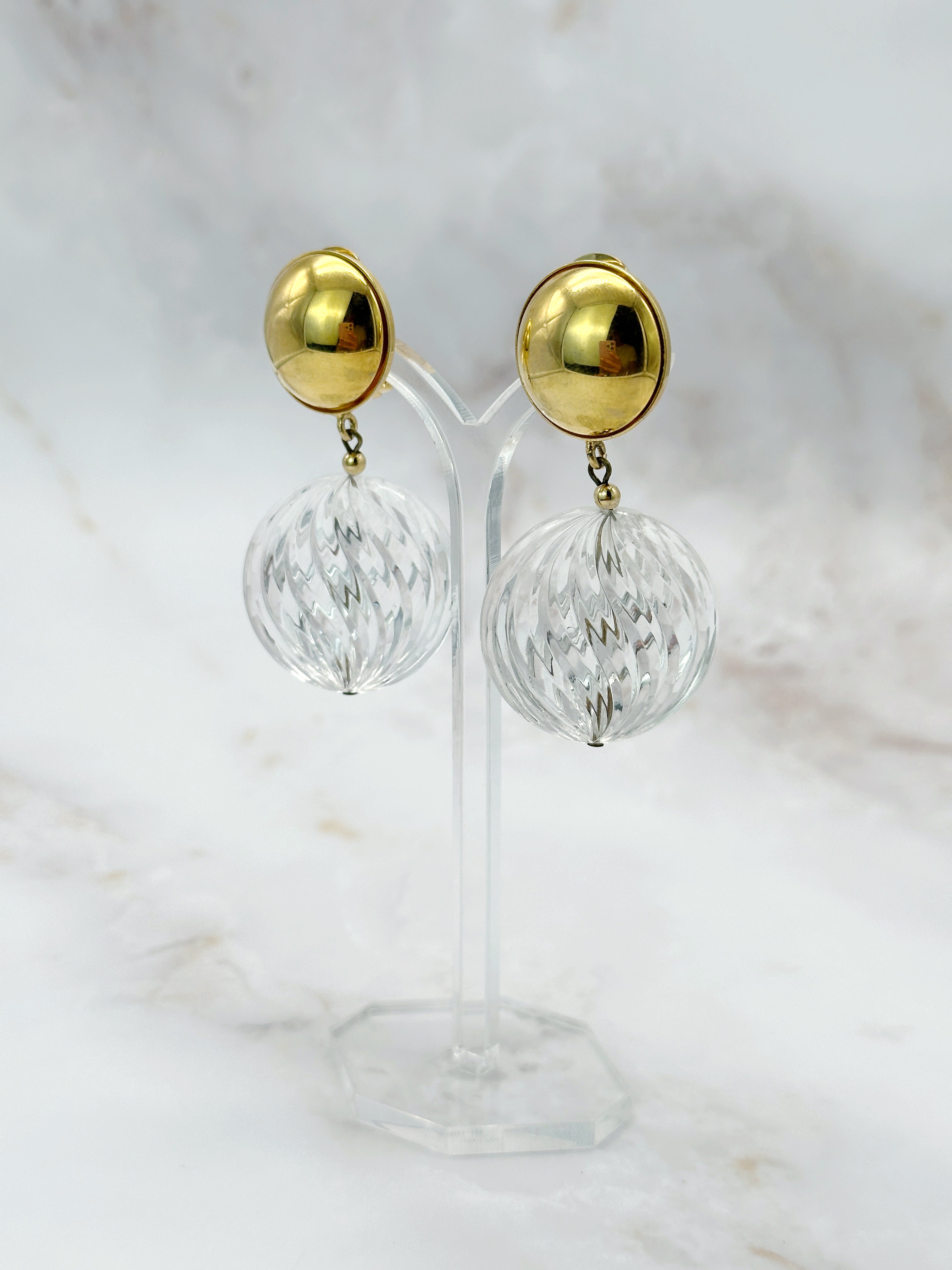 Vintage Ohrclips Gold & Transparent