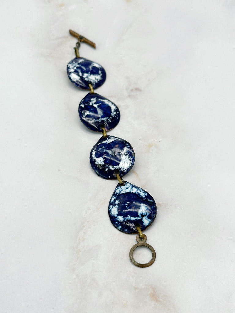 Vintage bracelet enamel blue/white, ca. 1970
