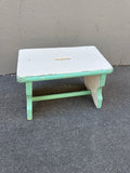 Vintage Schamerl / Hocker aus Holz in Weiß und Türkis