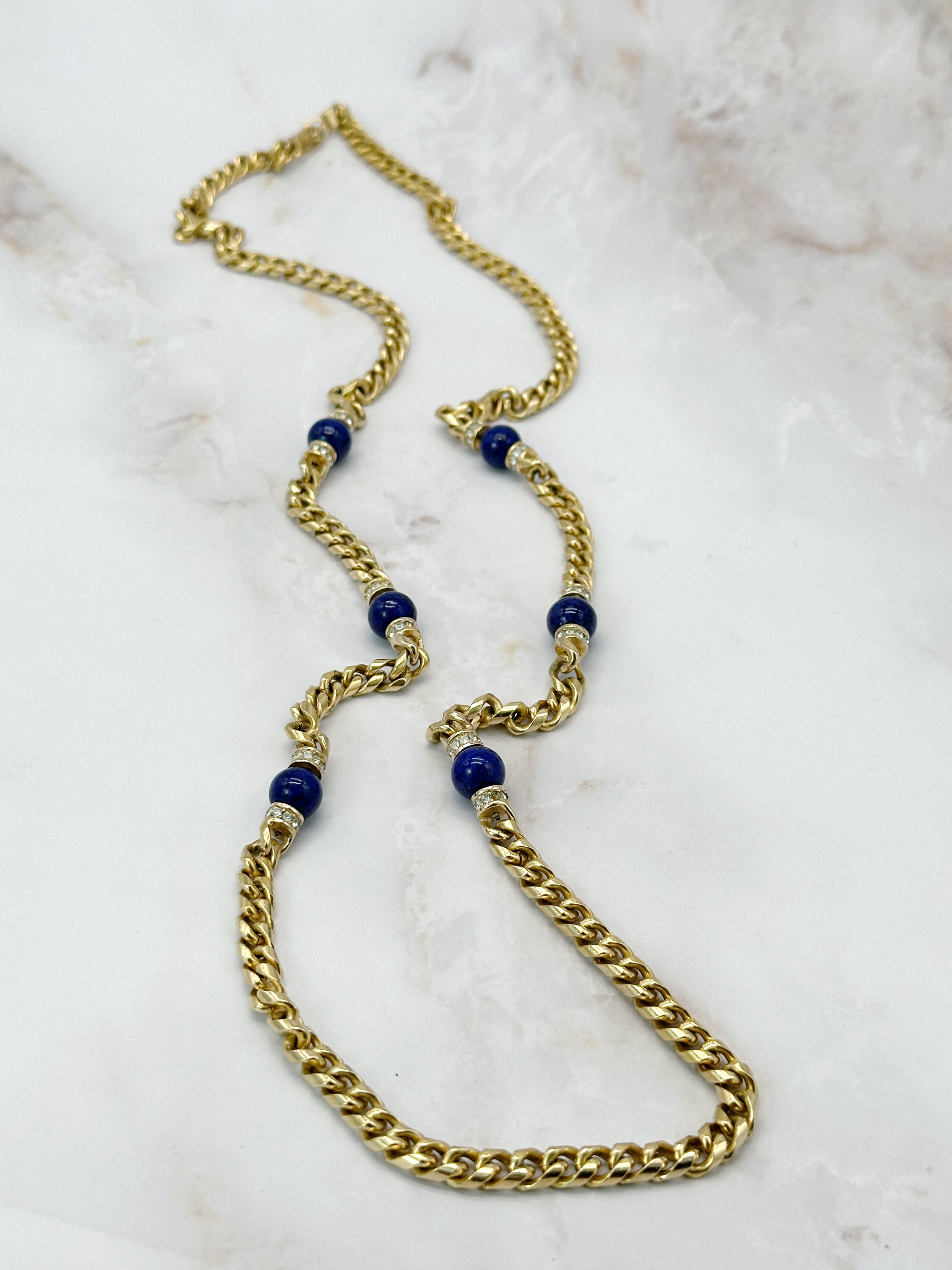 Lange Designer-Halskette von Grossé in Lapislazuli Blau