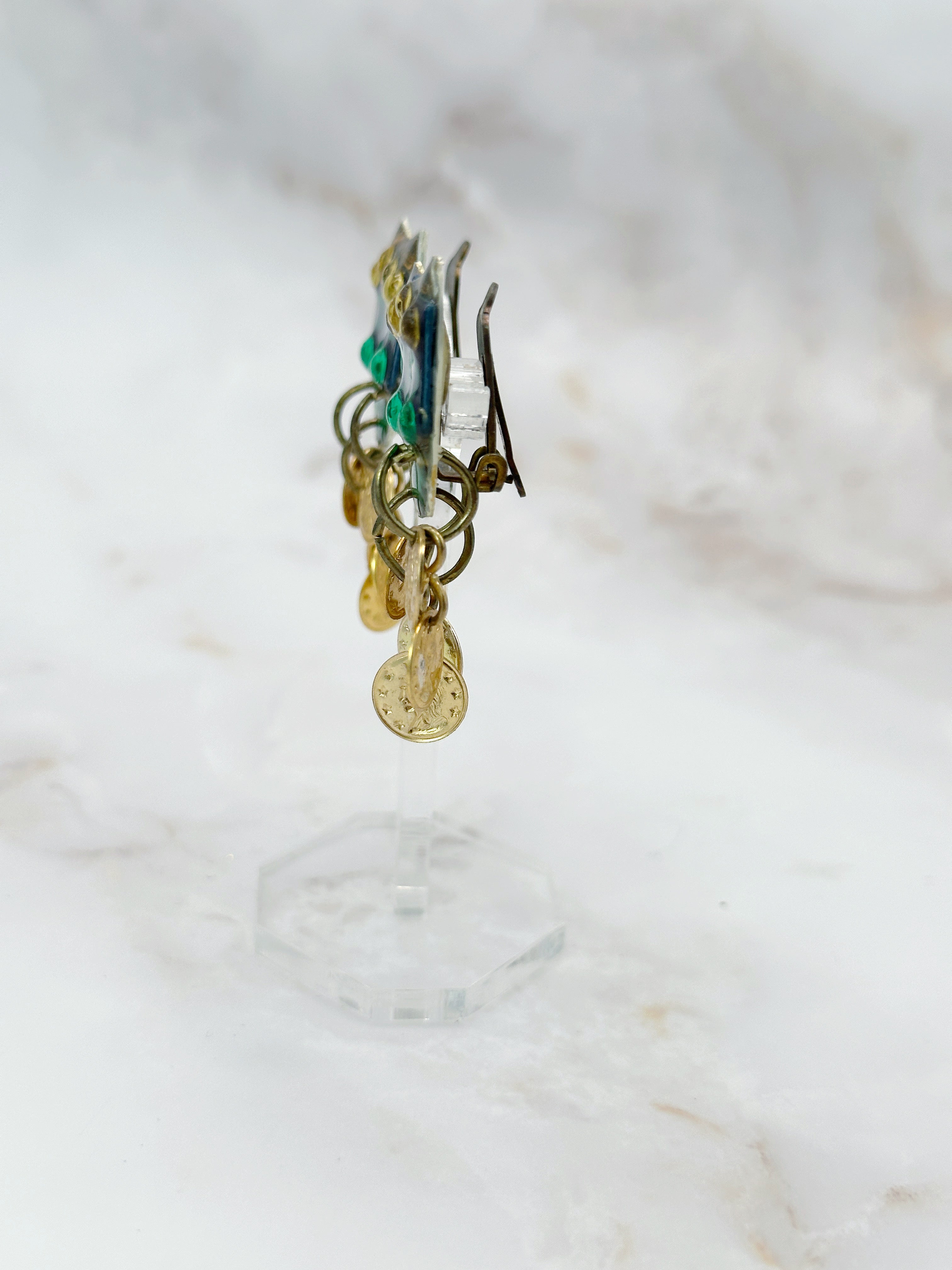 Extravagante Vintage Ohrclips "Maskenball", lila & gold
