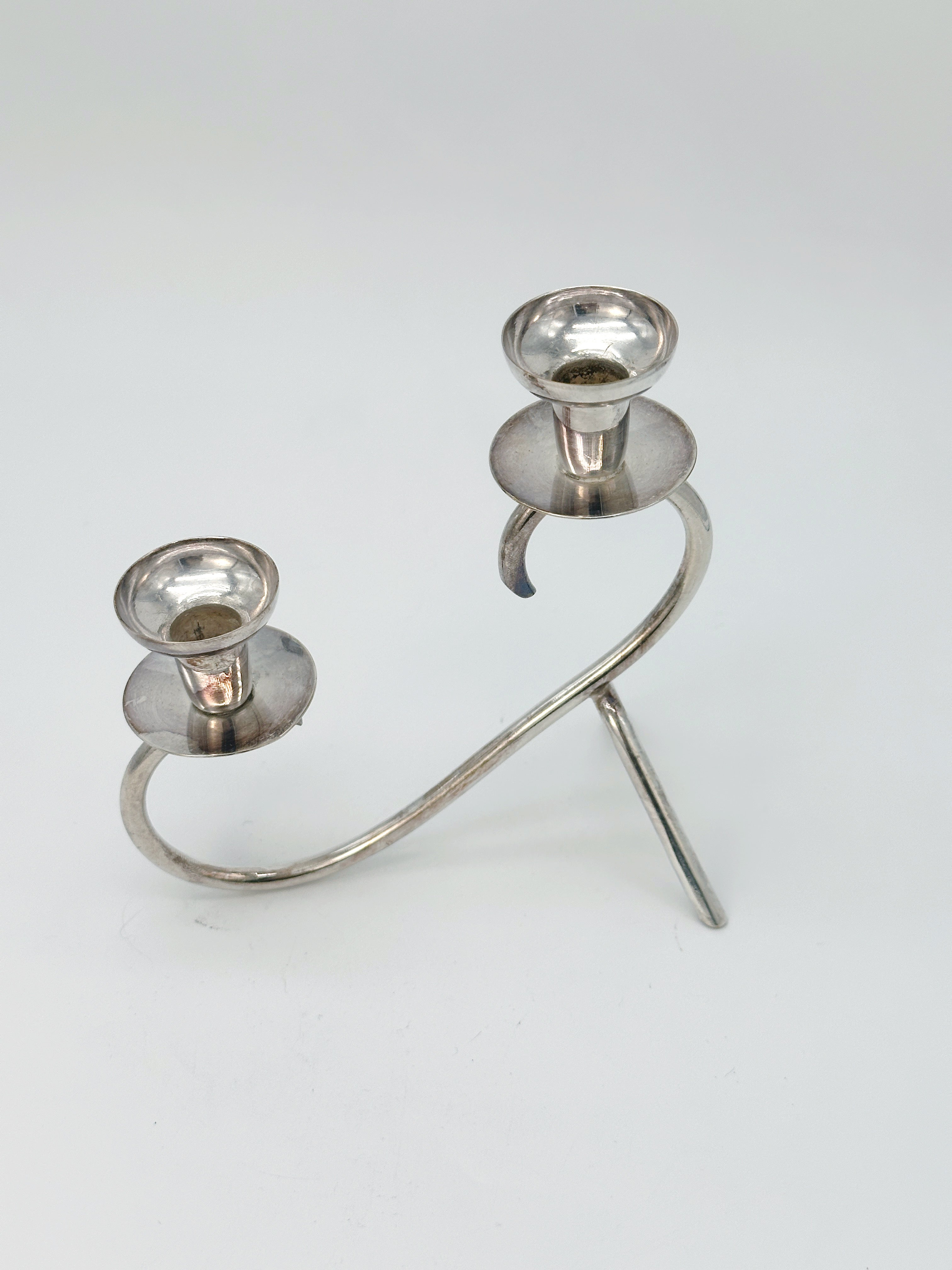 Vintage Kerzenständer aus Dänemark, versilbert, 2-flammig