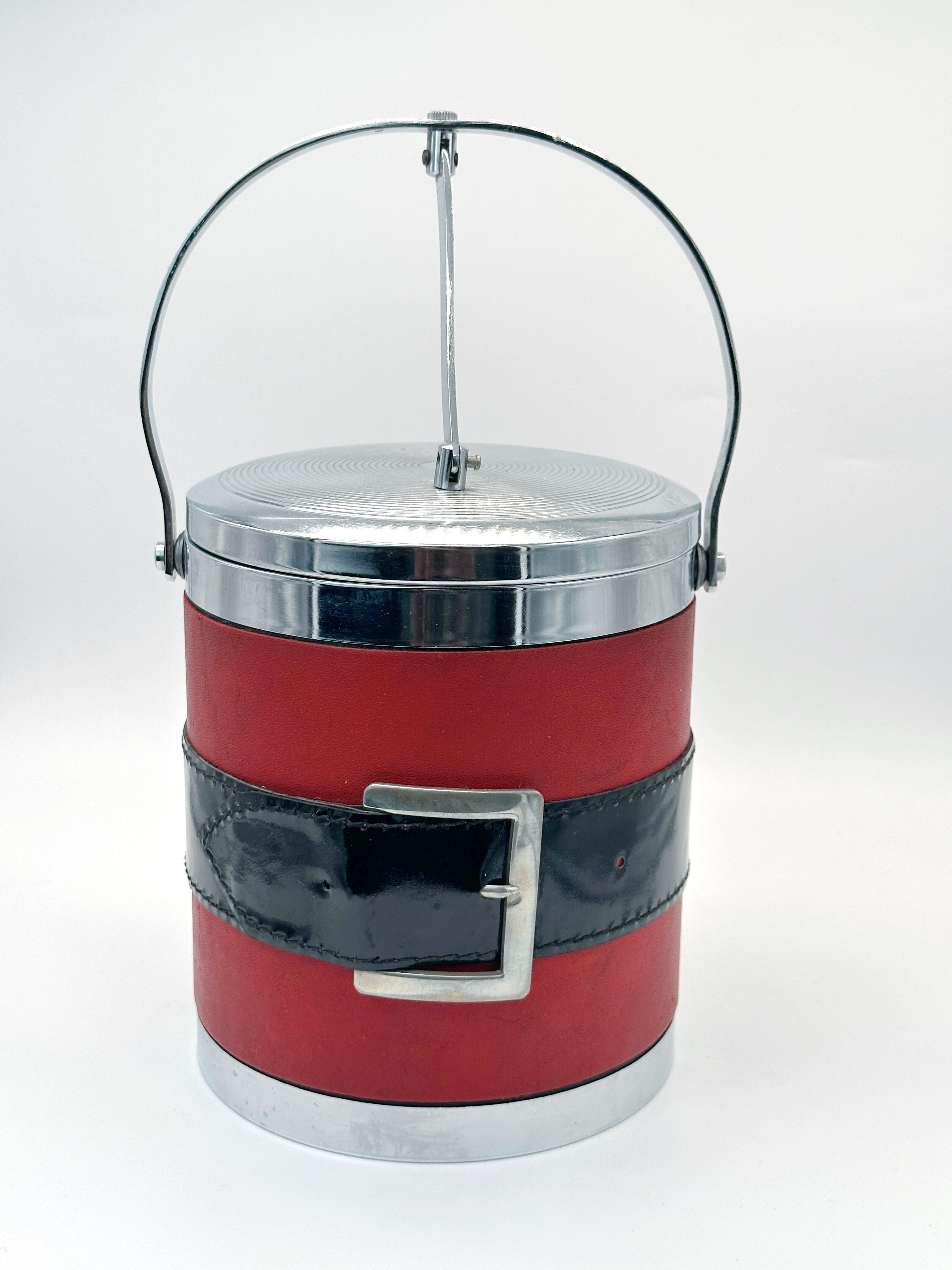 Midcentury Eiswürfelgefäß mit Gürtelschnallenmotiv