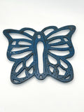 Blauer Untersetzer aus Gusseisen in Schmetterlingsform
