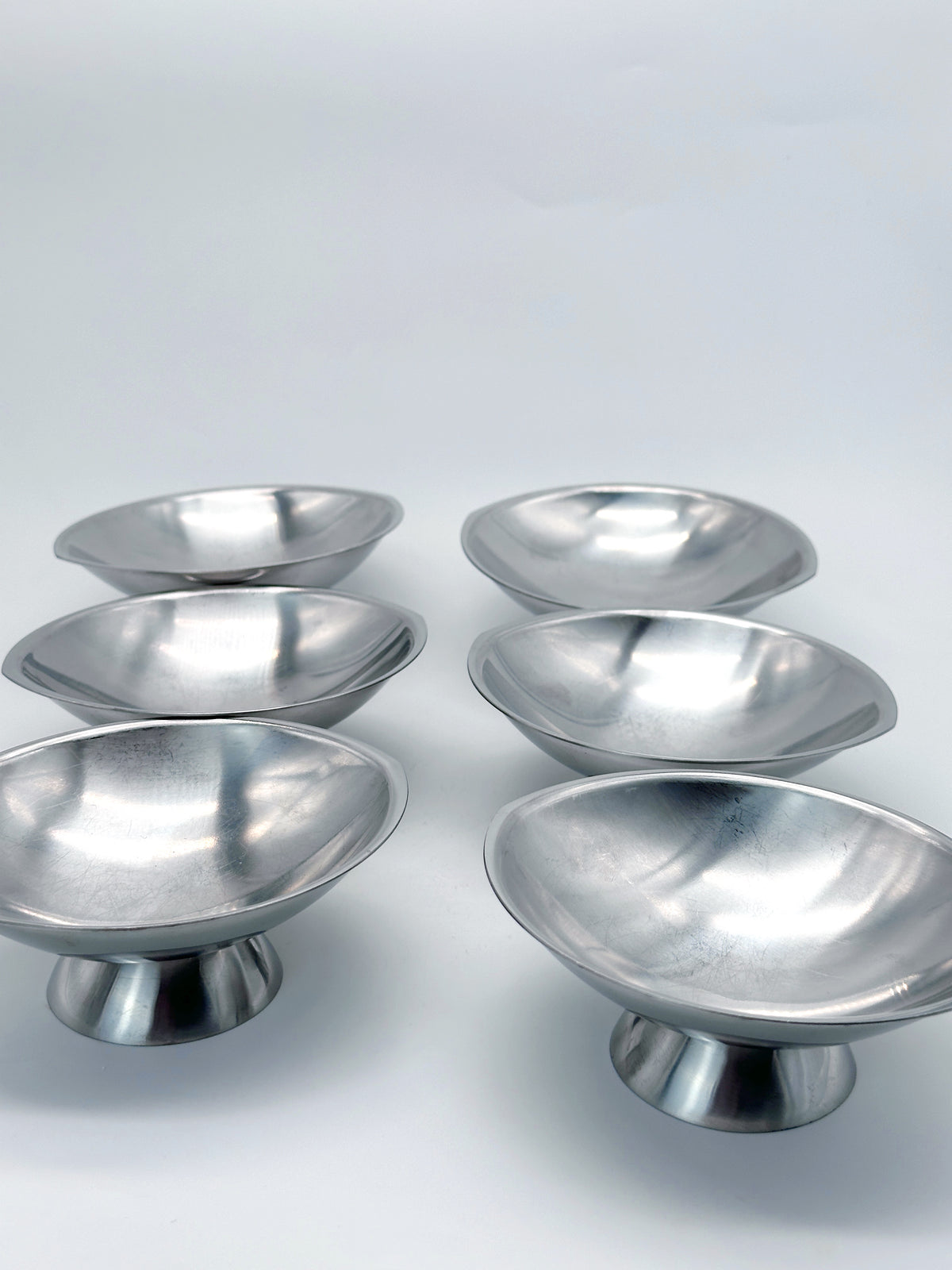 Ovale Vintage Eisbecher von Guy Degrenne – verchromtes 6er-Set