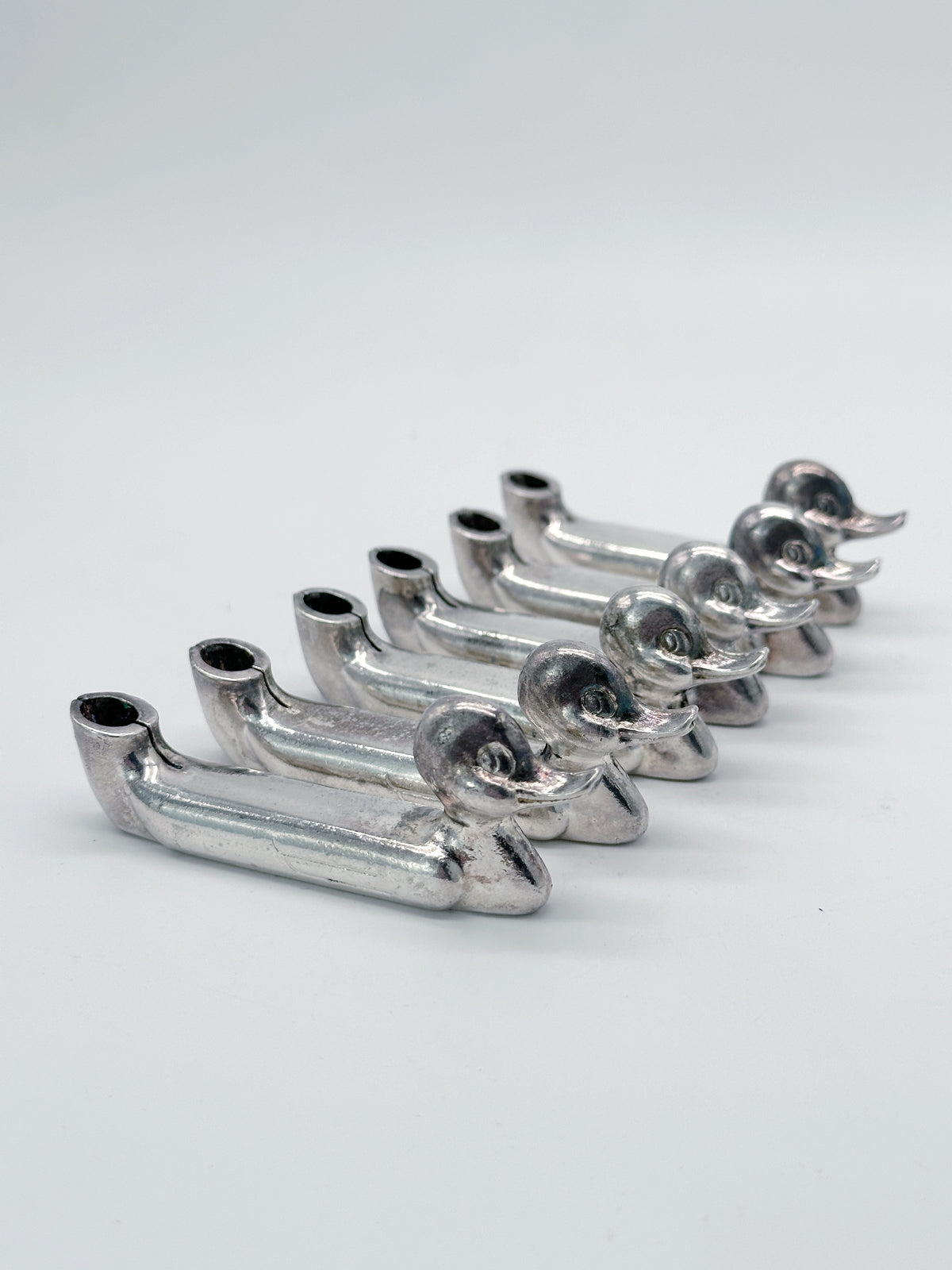 Vintage Tischkartenhalter in Entenform – versilbertes 6er-Set