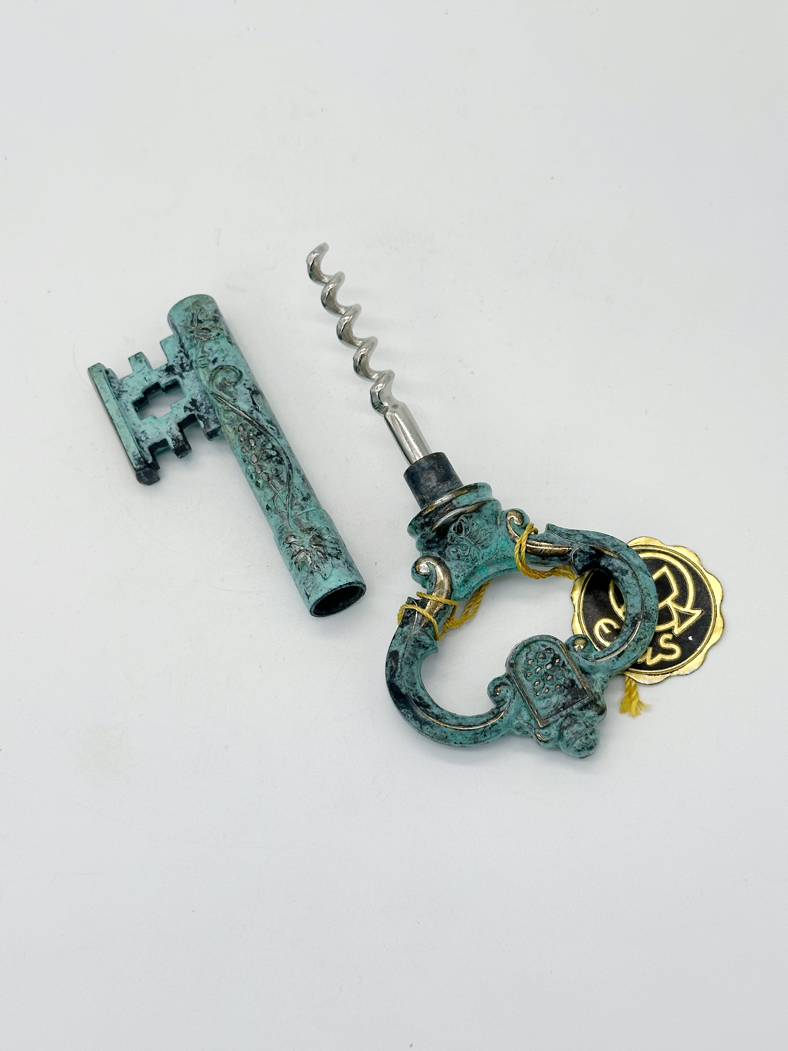 Vintage Korkenzieher in Schlüsselform aus Messing