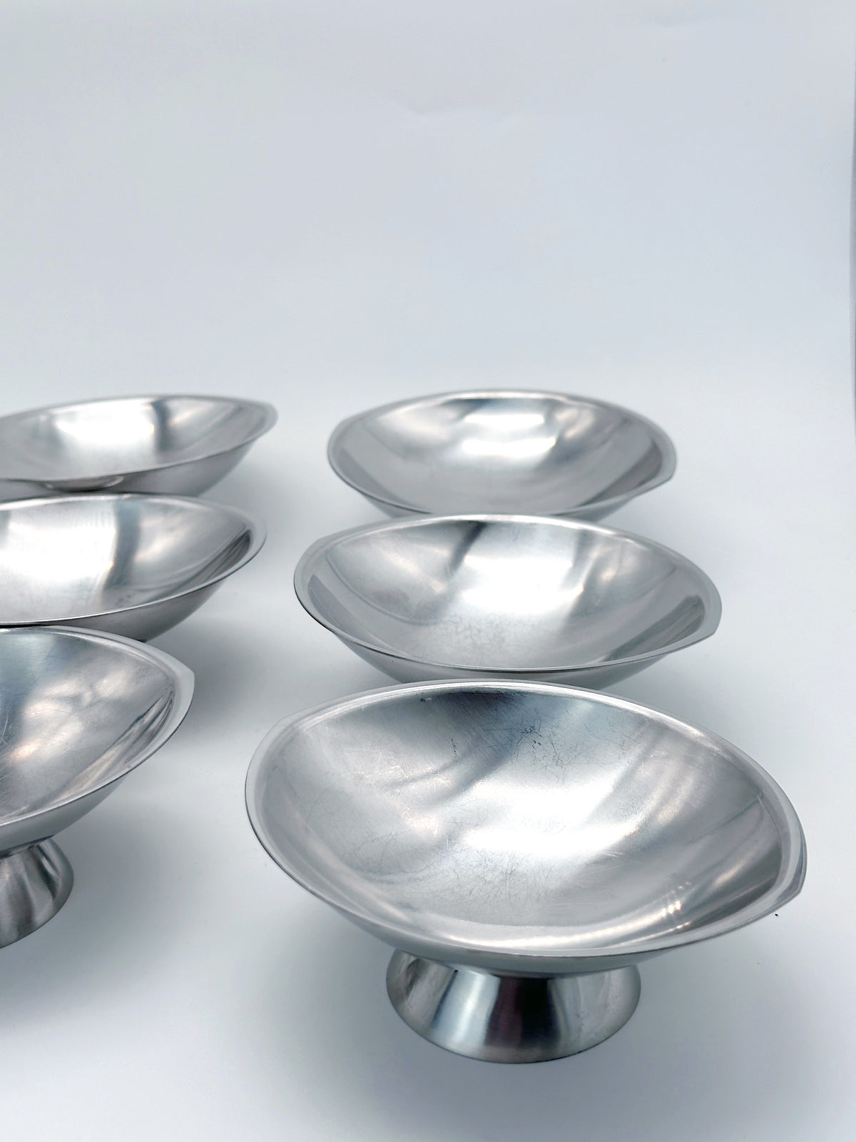 Ovale Vintage Eisbecher von Guy Degrenne – verchromtes 6er-Set