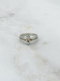Ring mit zwei Diamanten in 585 Gelbgold und Weißgold