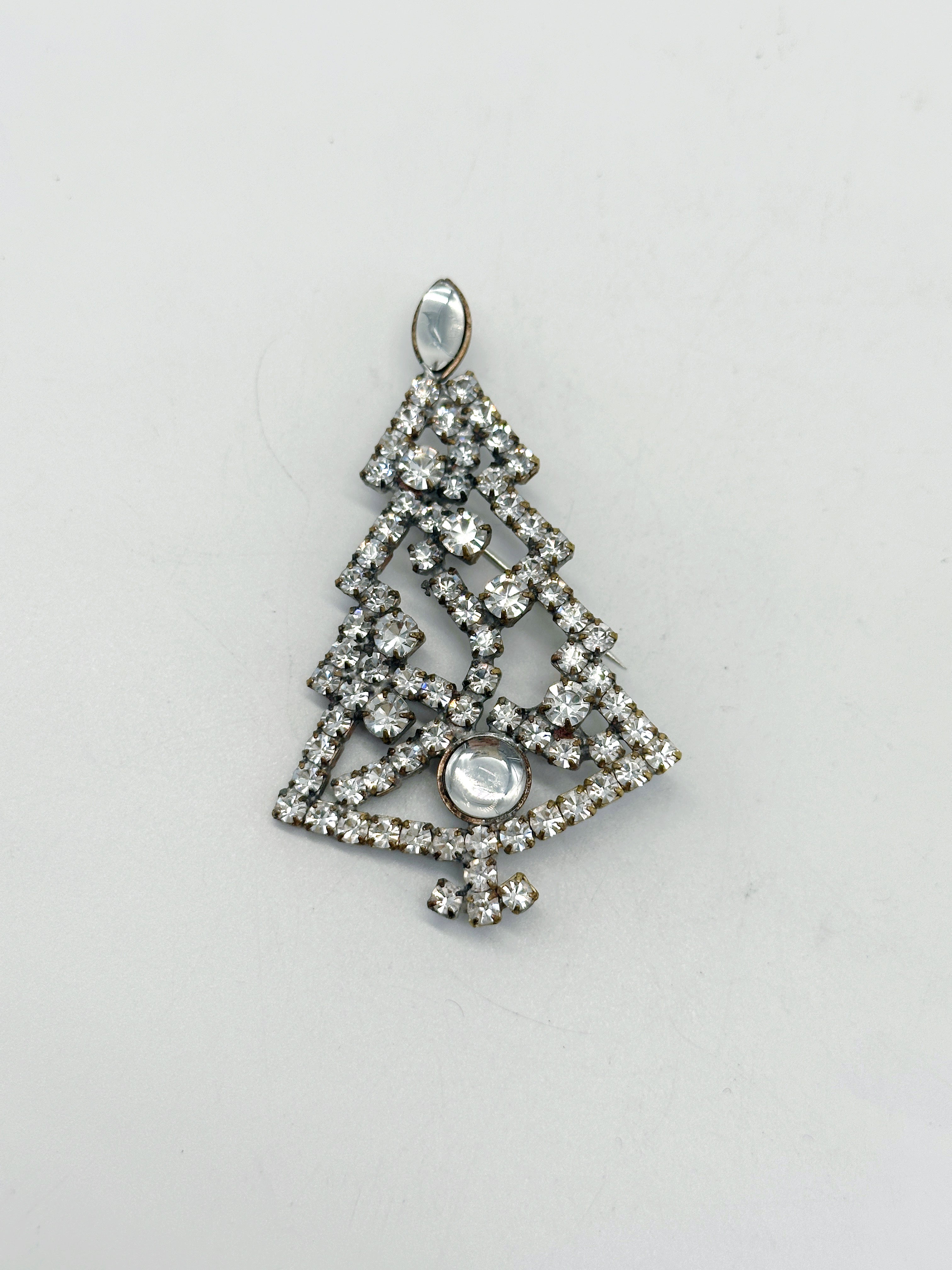 Funkelnde Gablonzer Brosche Christbaum