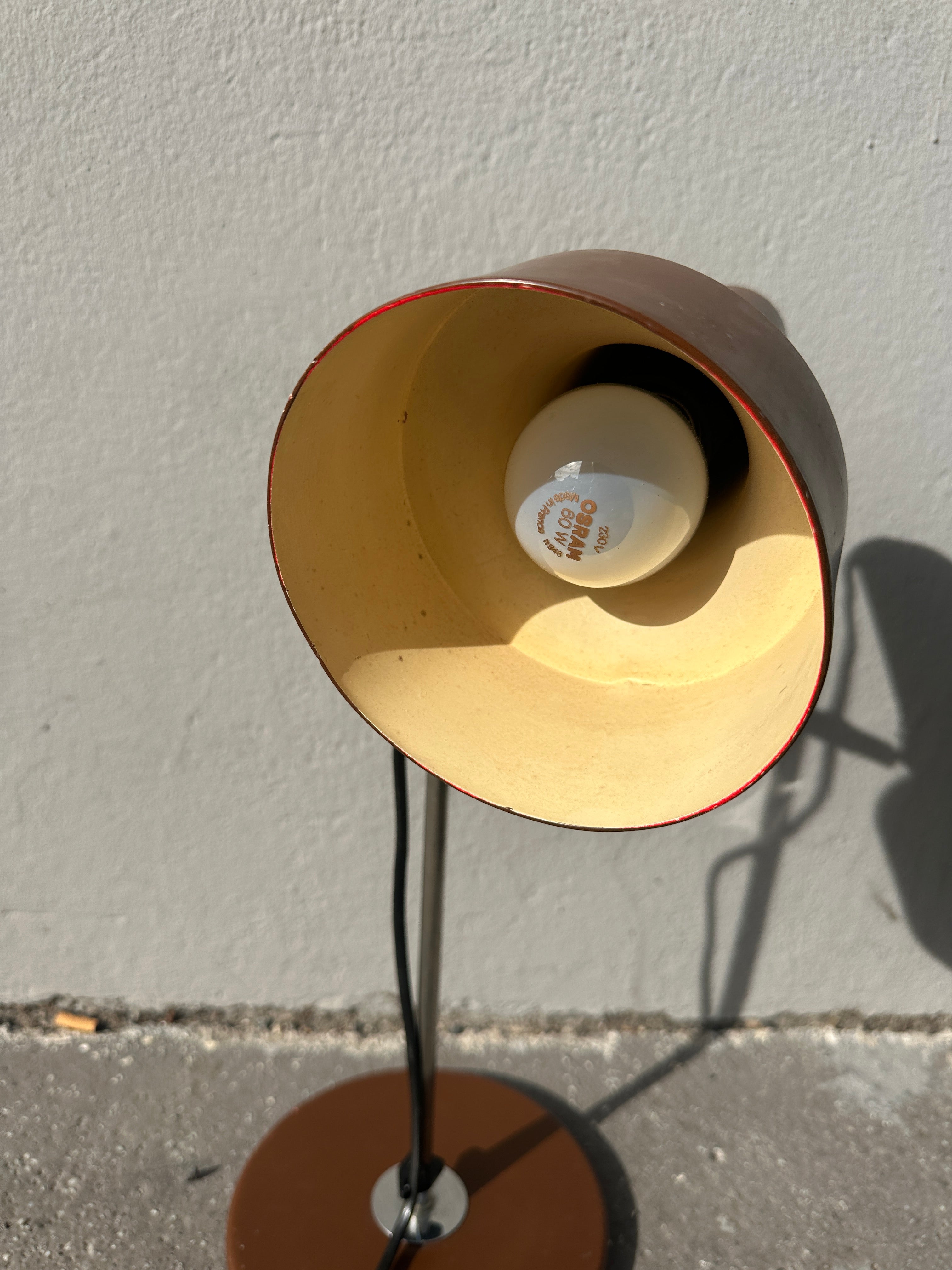 Mid-Century Schreibtischlampe in Mokka-Braun & Chrom