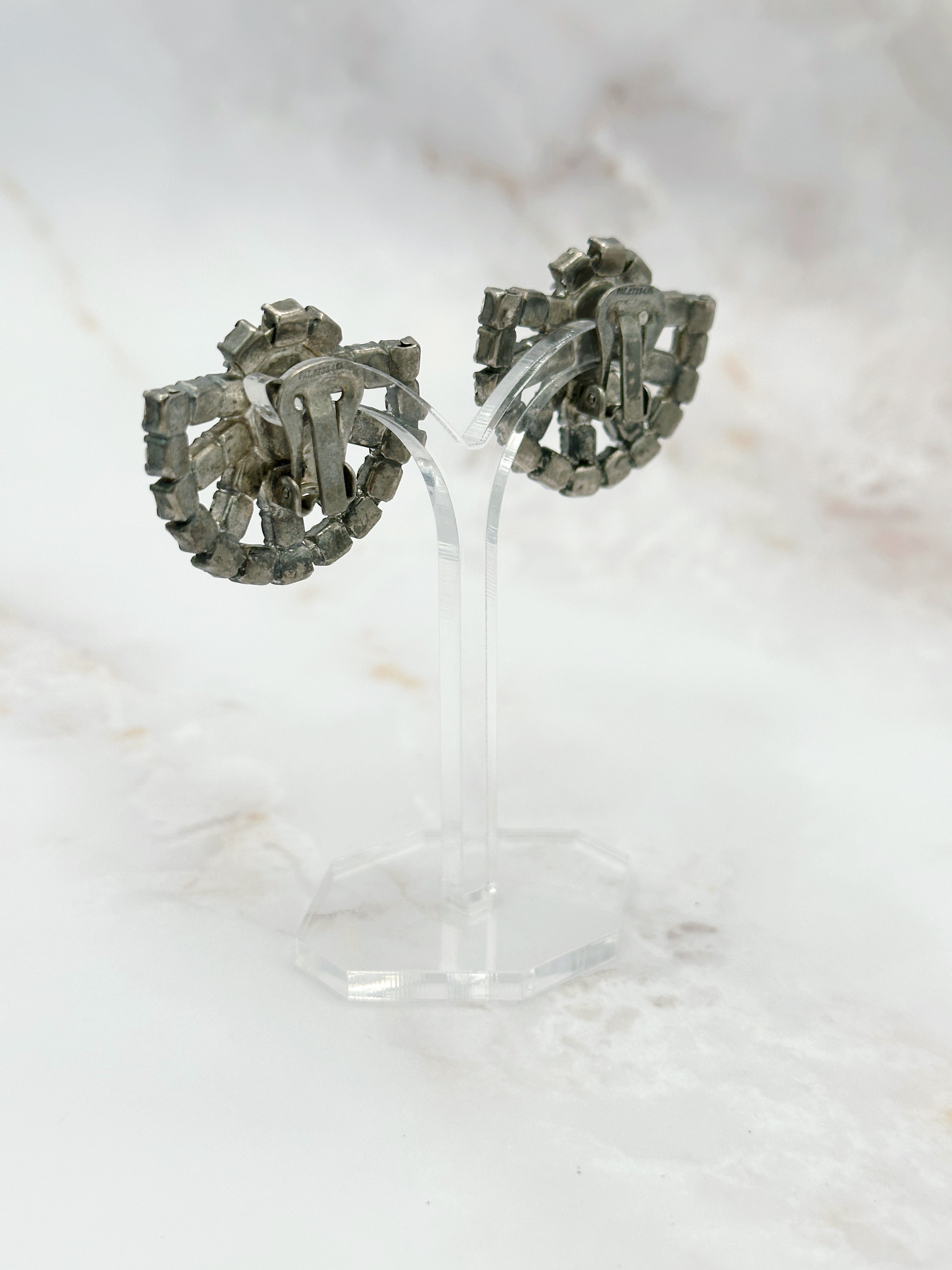 Vintage Strass-Ohrclips mit rotem Mittelstein