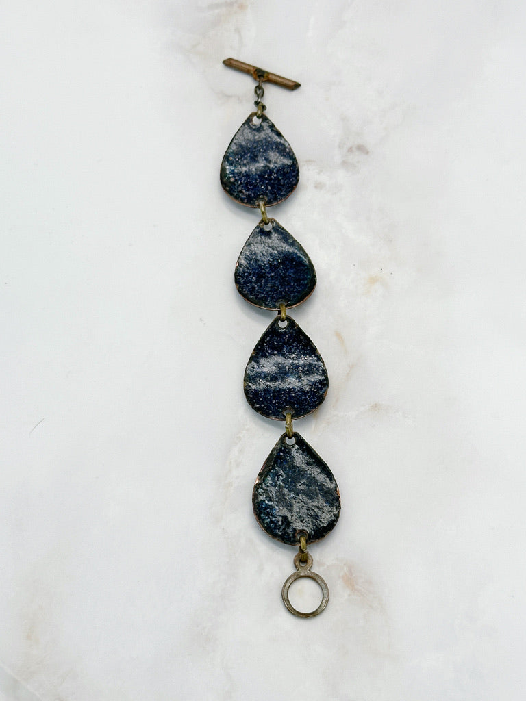 Vintage bracelet enamel blue/white, ca. 1970