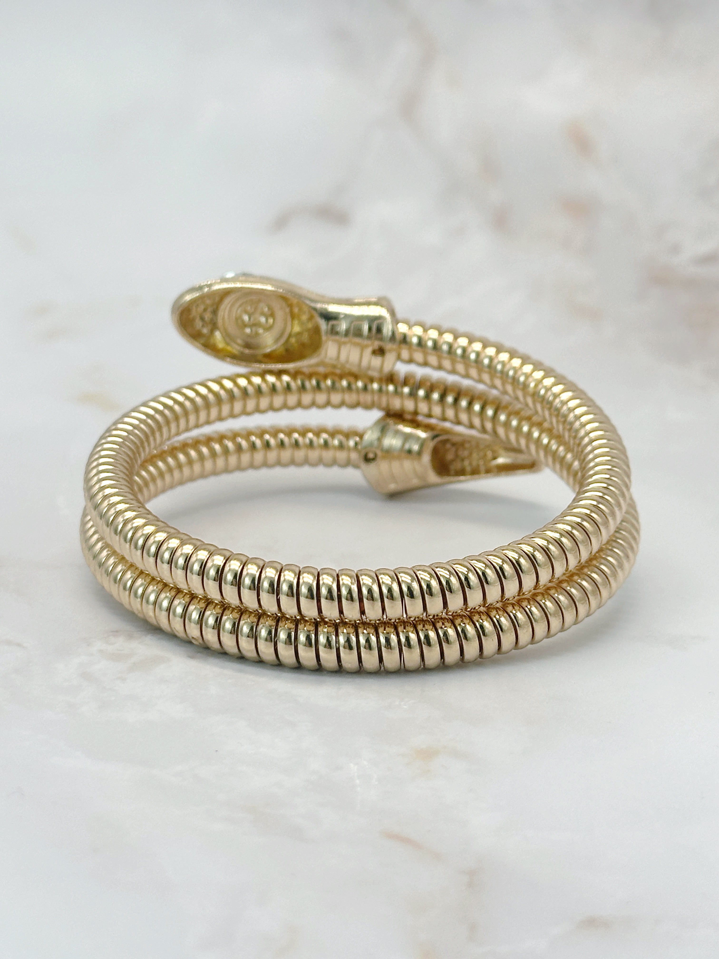 Vergoldetes Vintage Schlangenarmband mit Strass