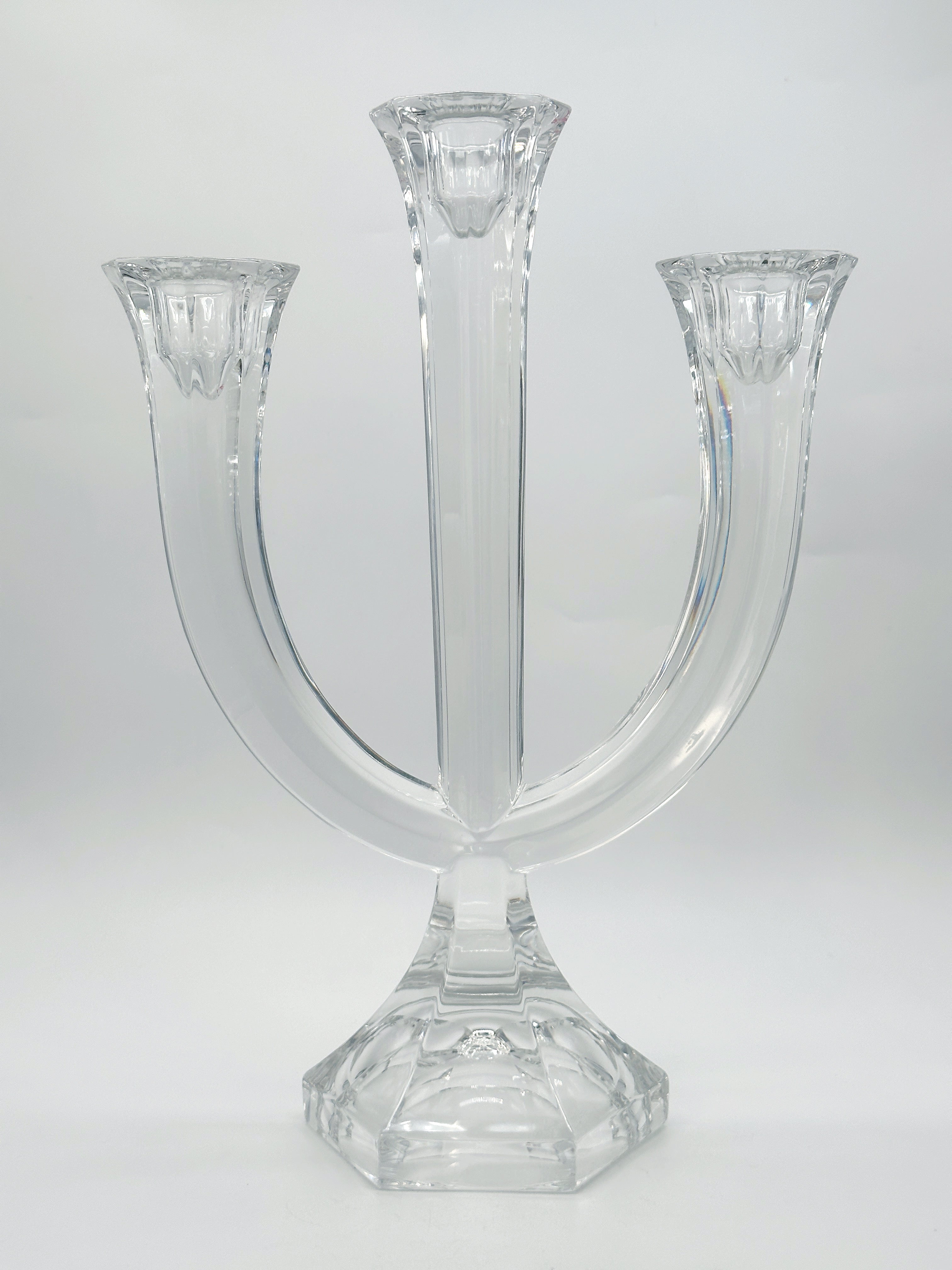 Eleganter 3-flammiger Kerzenständer aus Kristallglas