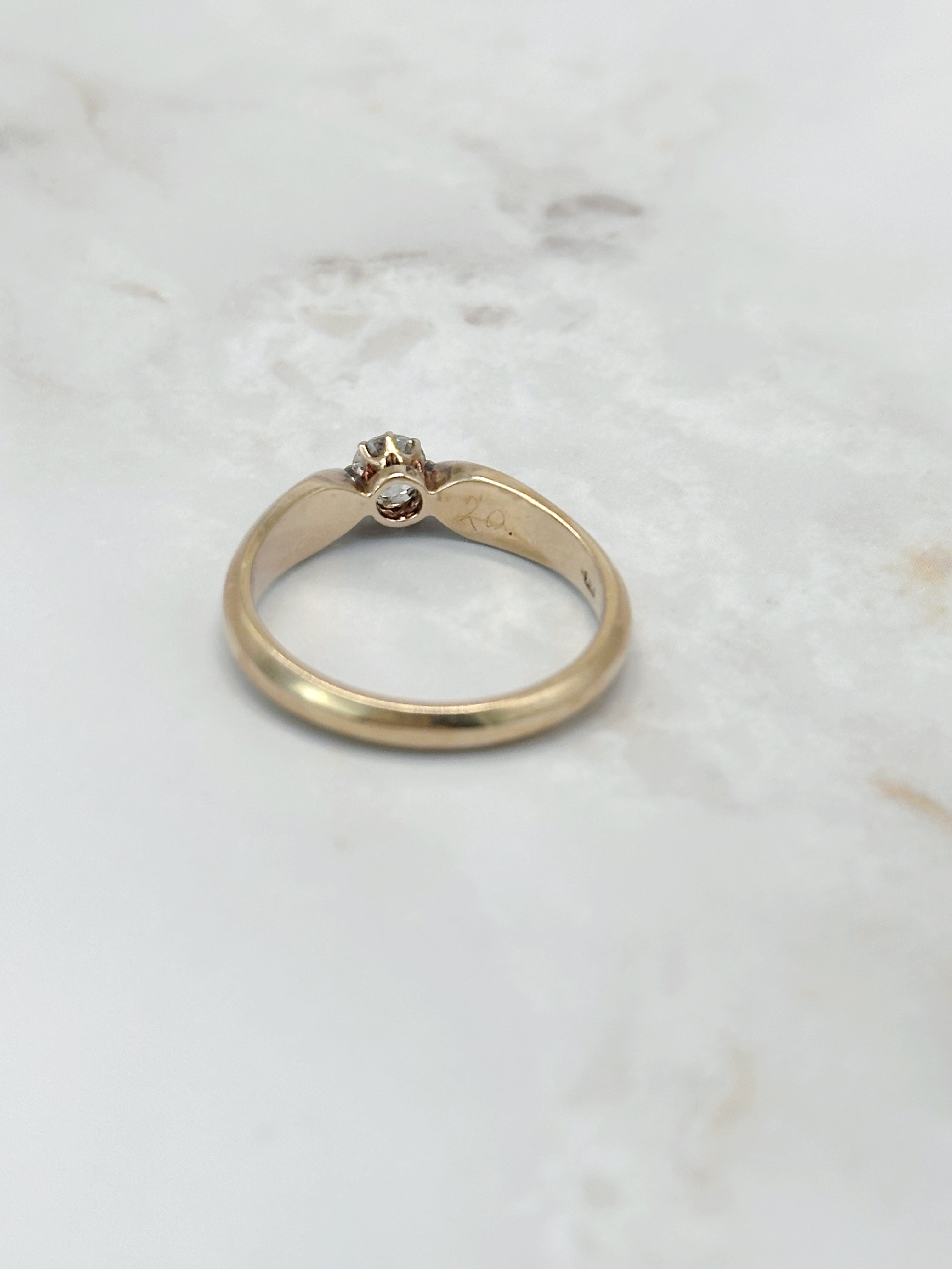 Vintage Solitärring mit Altschliff Diamant in 585 Gelbgold