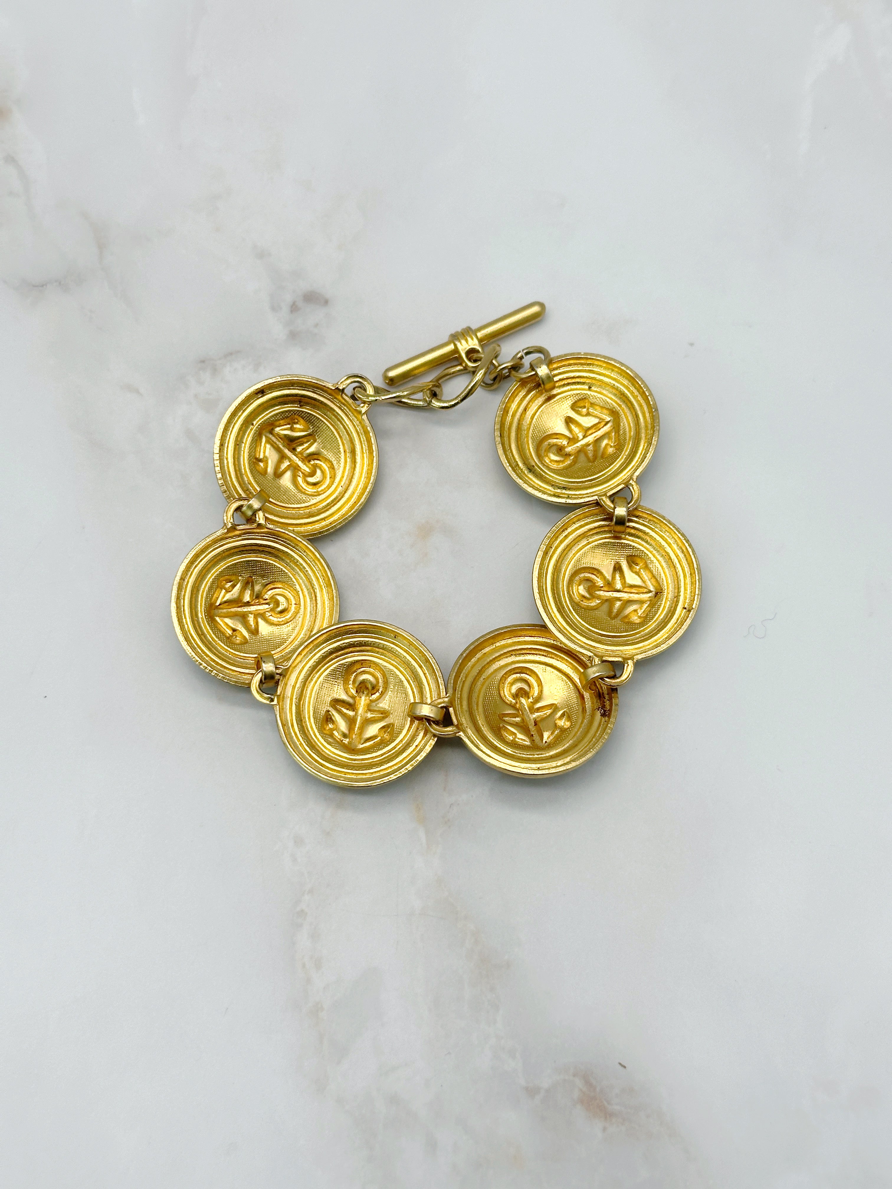 Vintage Armband mit Ankermotiv und lindgrünem Emaille