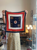 Vintage Tuch mit maritimem Muster in Blau, Weiß und Rot