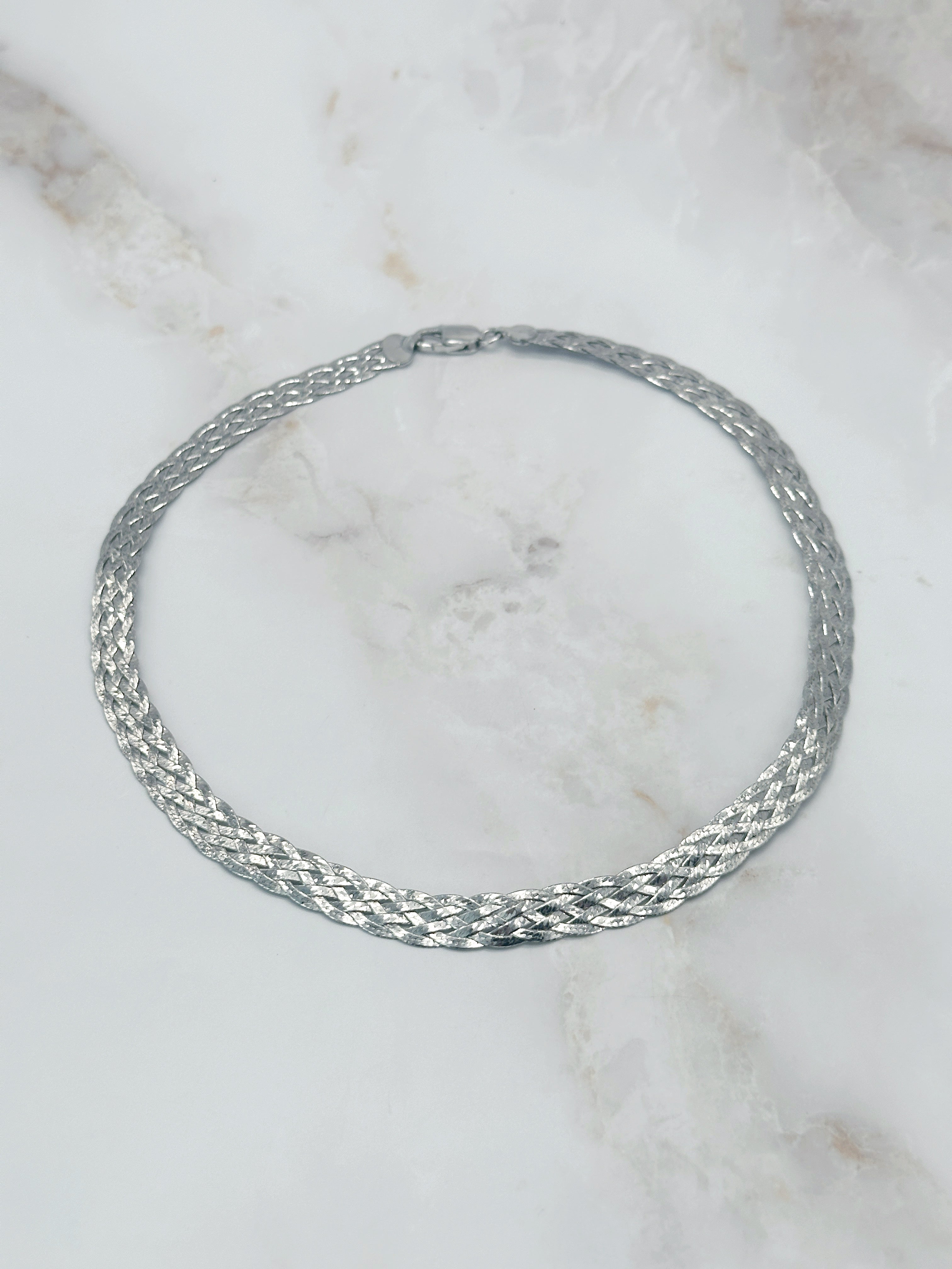 Vintage Halskette aus 925 Sterling Silber mit geflochtenem Design