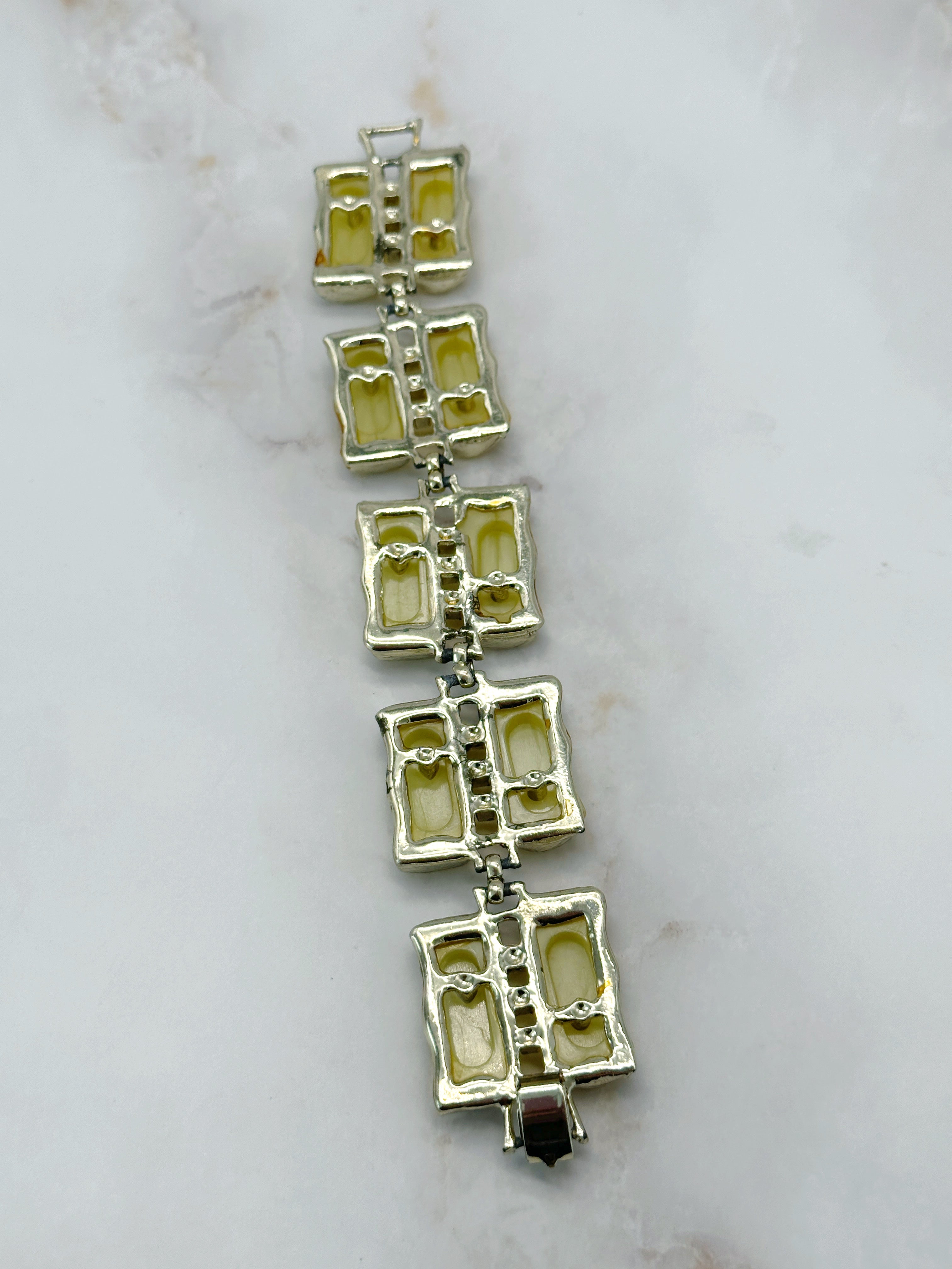 Vintage Lucite Bracelet Yellow Bamboo Design