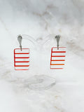 Ohrstecker mit rot gestreiftem Plexiglas und 925 Silber