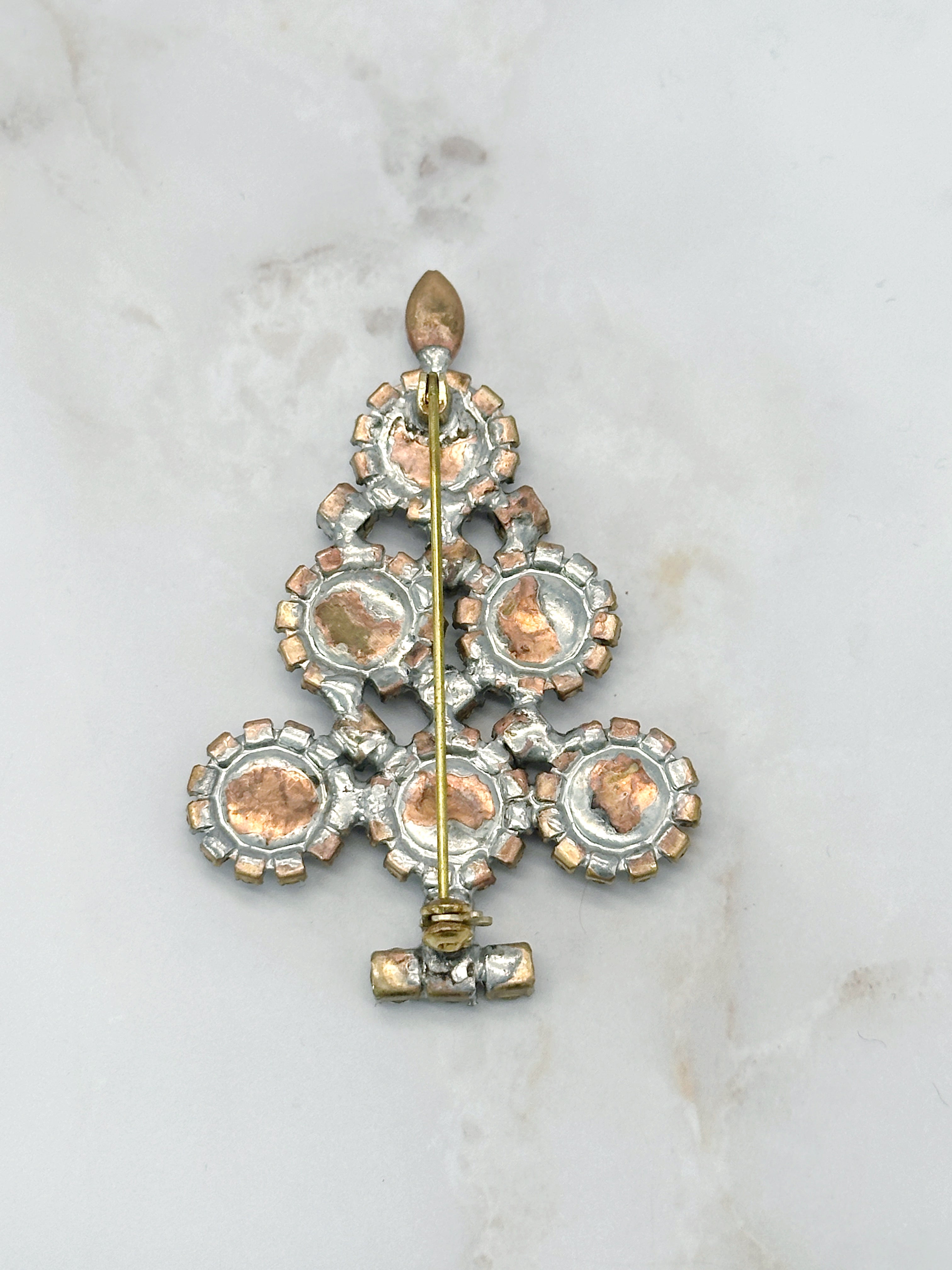 Funkelnde Gablonzer Brosche Christbaum