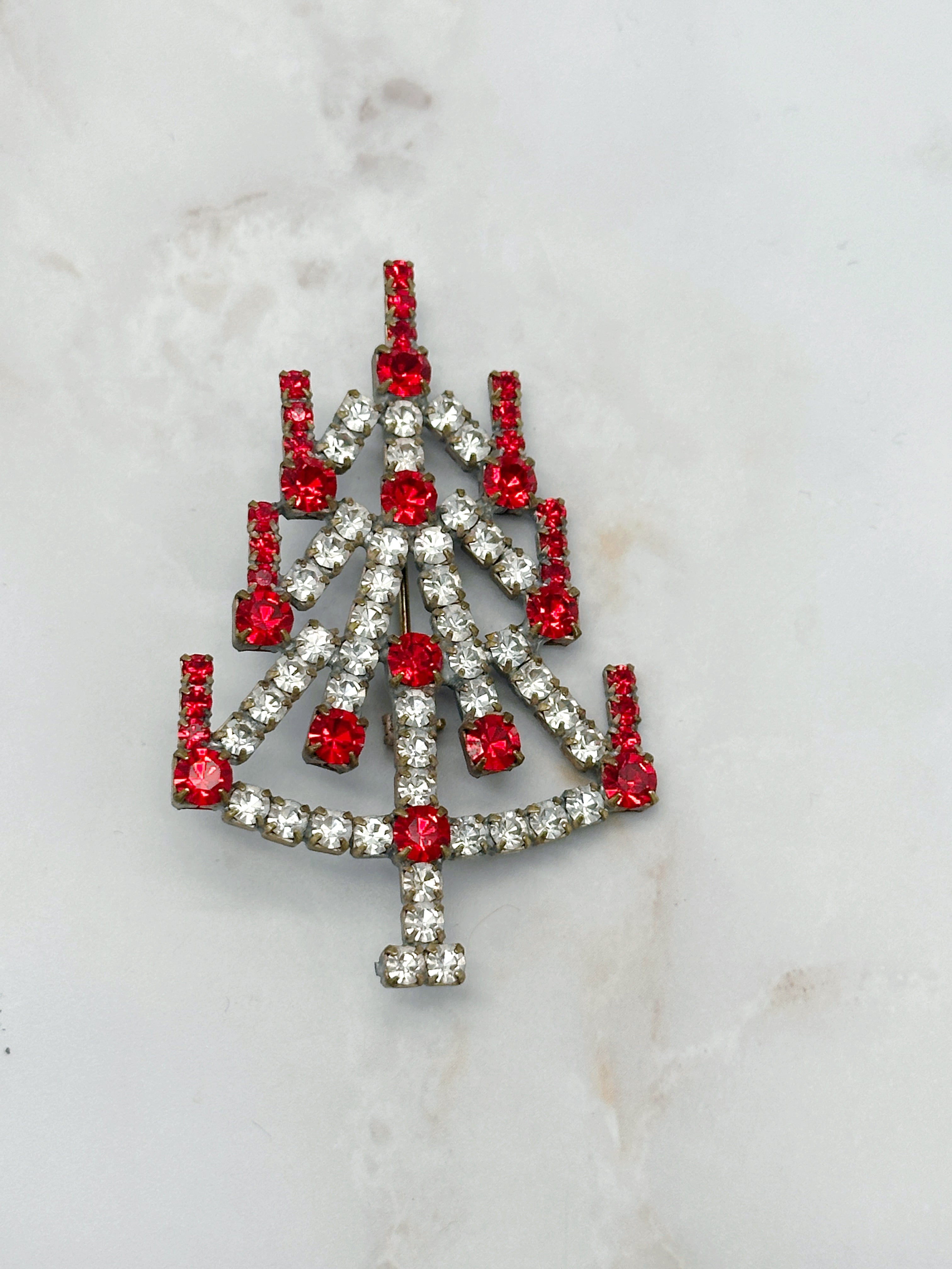 Funkelnde Gablonzer Brosche Christbaum