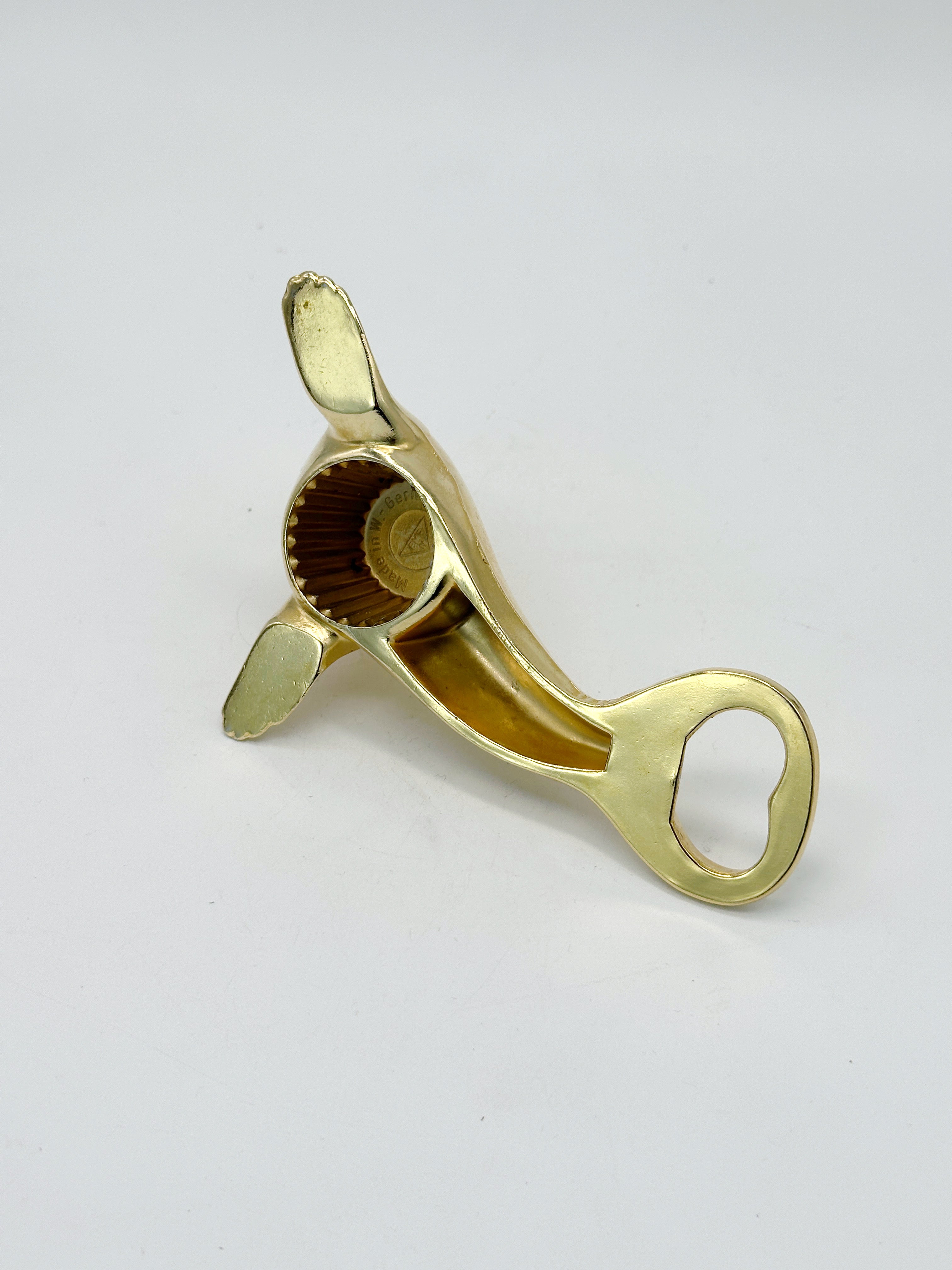 24K vergoldeter Vintage Flaschenöffner Seerobbe von BMF