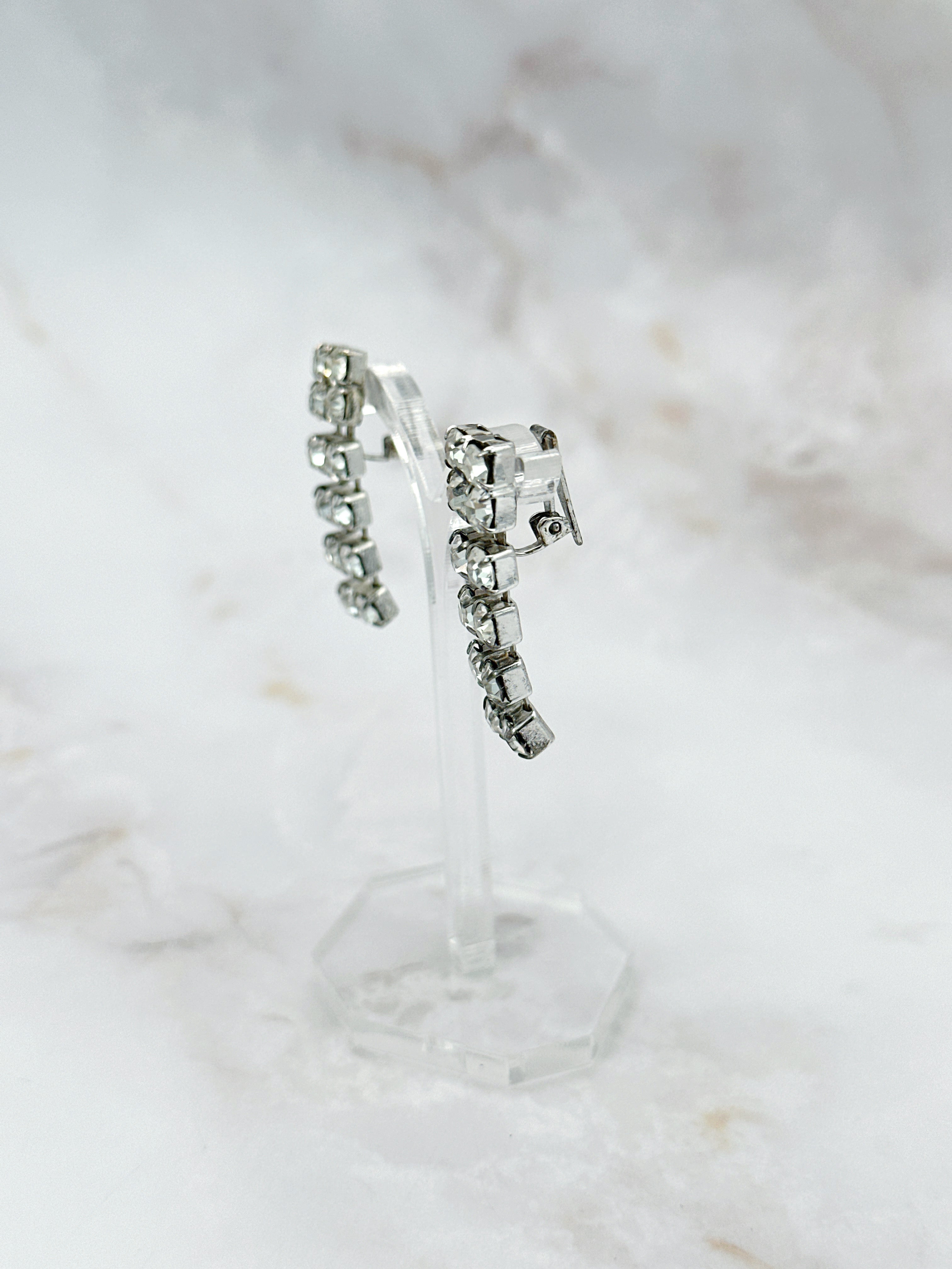 Strass Ohrclips mit Tassel-Detail